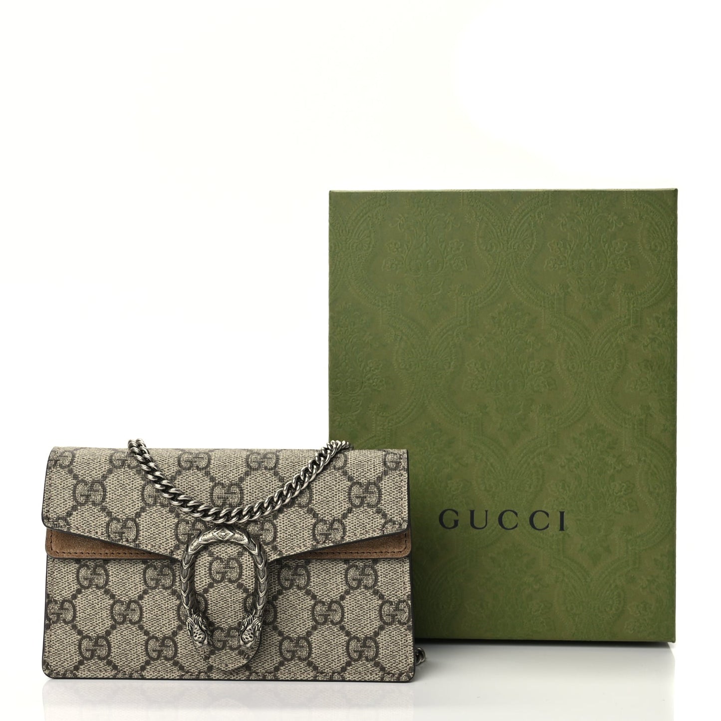 Gucci GG Supreme Monogram Super Mini Dionysus Shoulder Bag Taupe