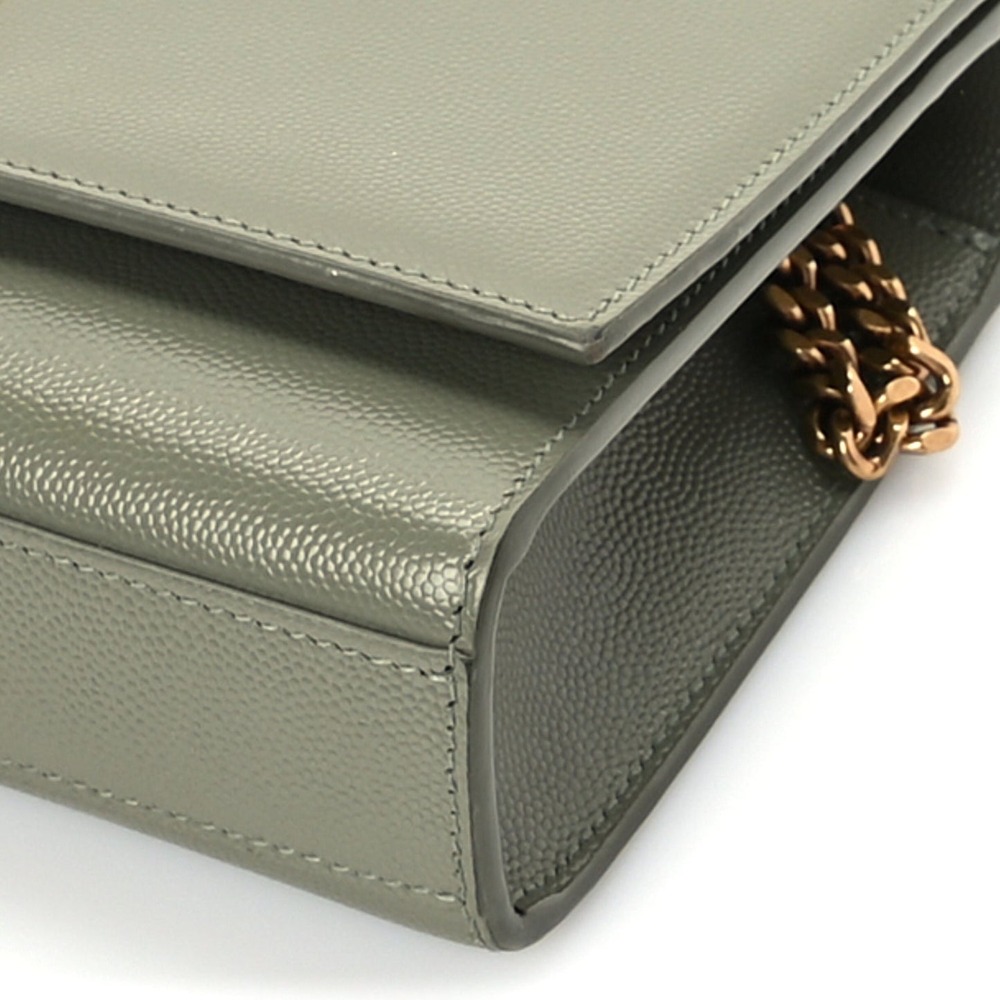 Saint Laurent Grain De Poudre Small Monogram Kate Satchel Light Sage