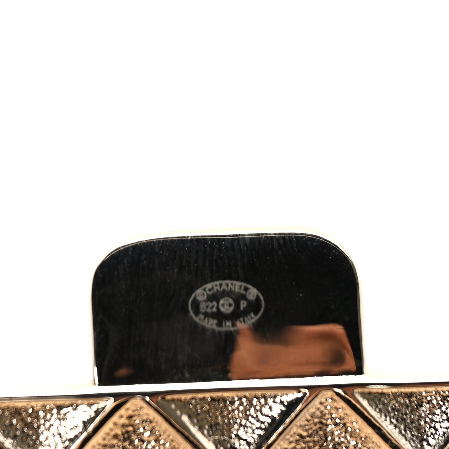 Chanel Metal Resin Lambskin Flap Bag Long Necklace Gold Black