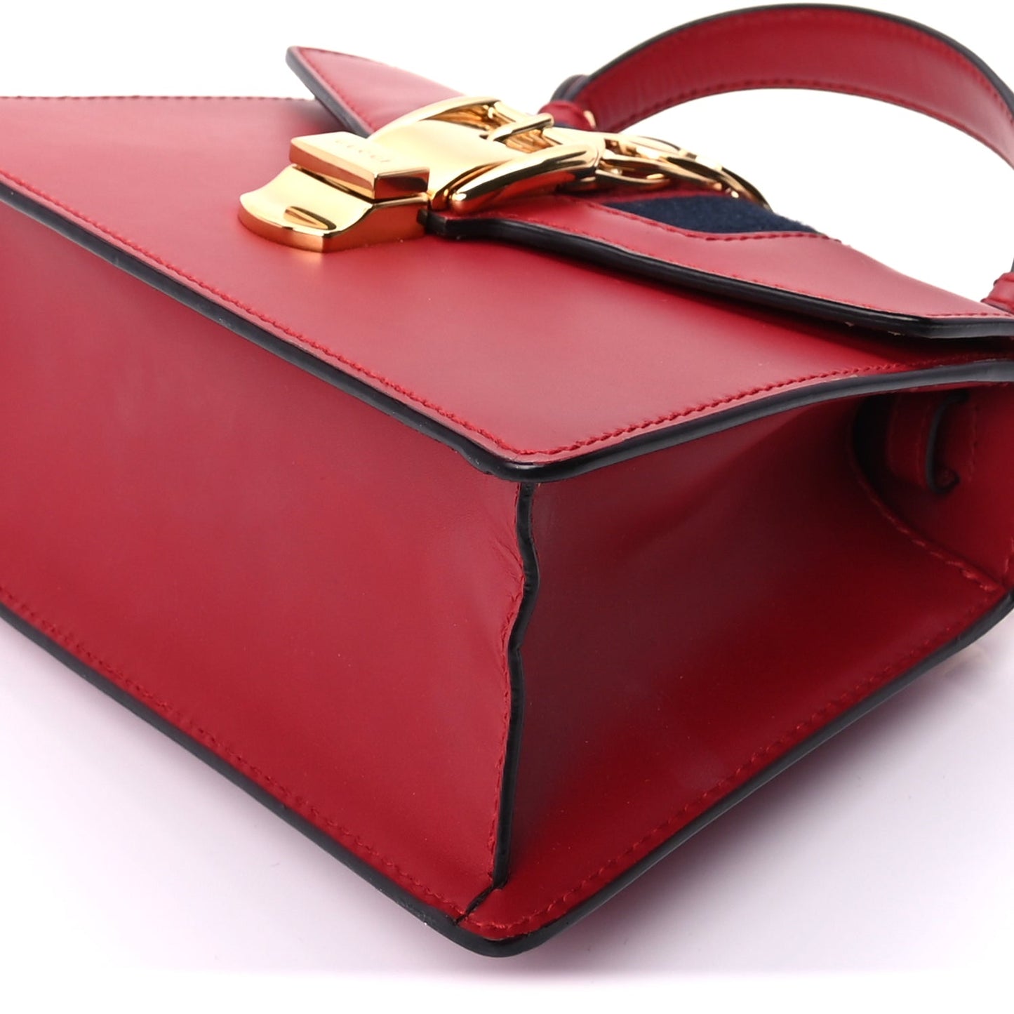 Gucci Calfskin Mini Sylvie Top Handle Bag Hibiscus Red