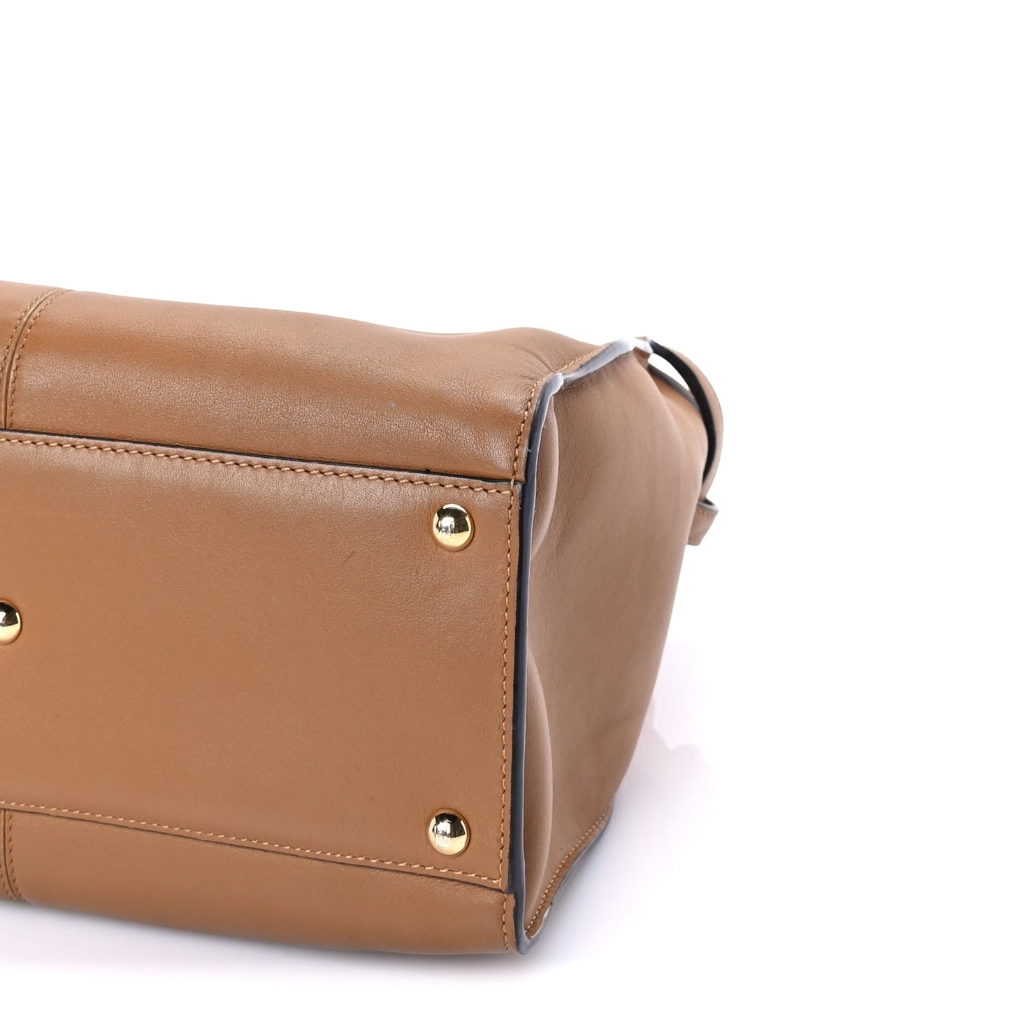 Fendi Vitello Seta Light Century Shearling FF 1974 Medium Peekaboo X-Lite Nocciolo Ebano Tobacco