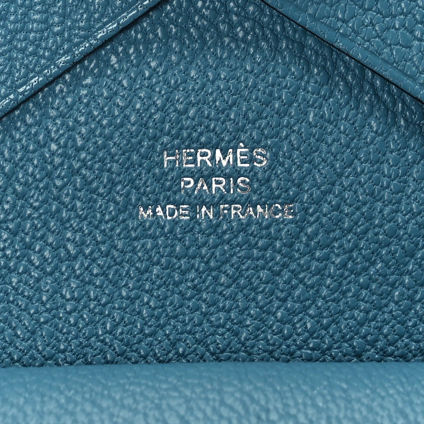 Hermes Chevre Chamkila Calvi Duo Card Case Blue Jean