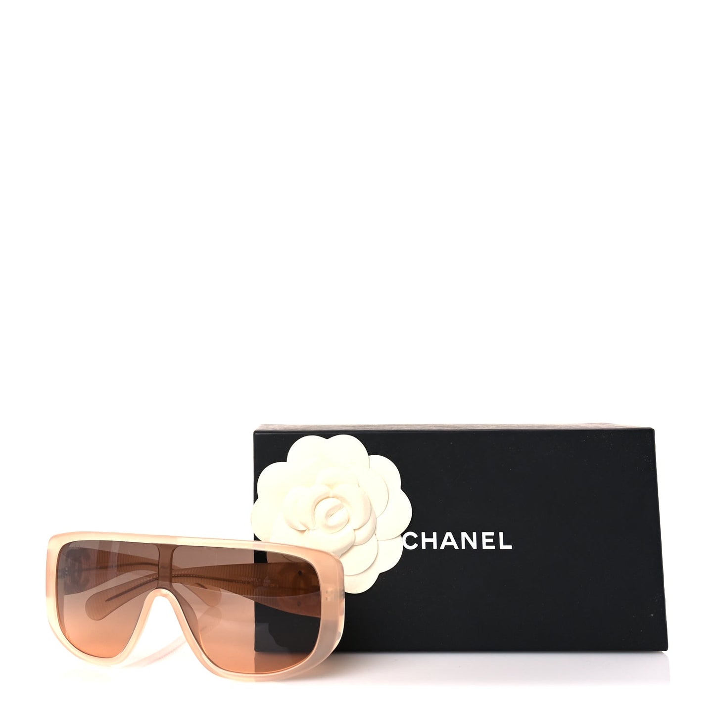 Chanel Transparent Acetate Shield Sunglasses 5495 Peach
