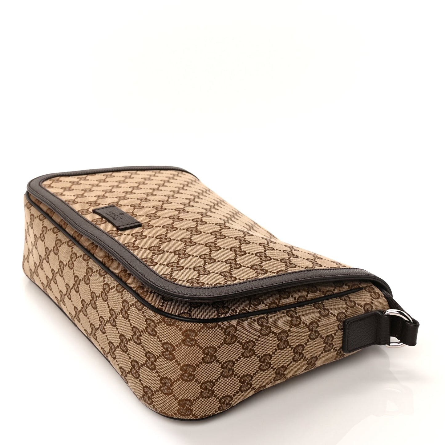 Gucci Monogram Large Flap Messenger Bag Beige Dark Brown