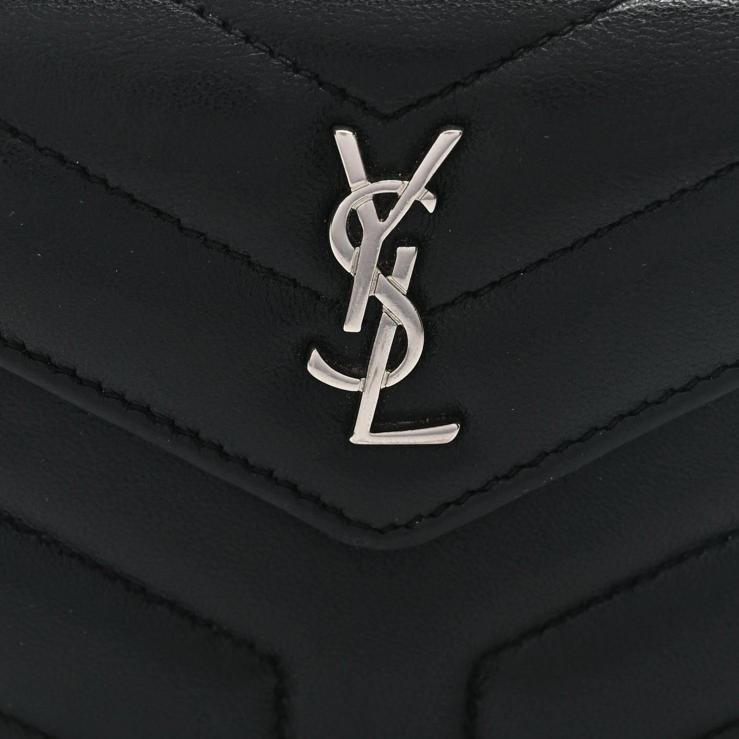 Saint Laurent Lambskin Y Quilted Monogram Small Loulou Envelope Wallet Black