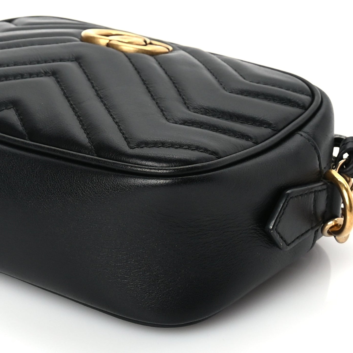 Gucci Calfskin Matelasse Mini GG Marmont Chain Shoulder Bag Black