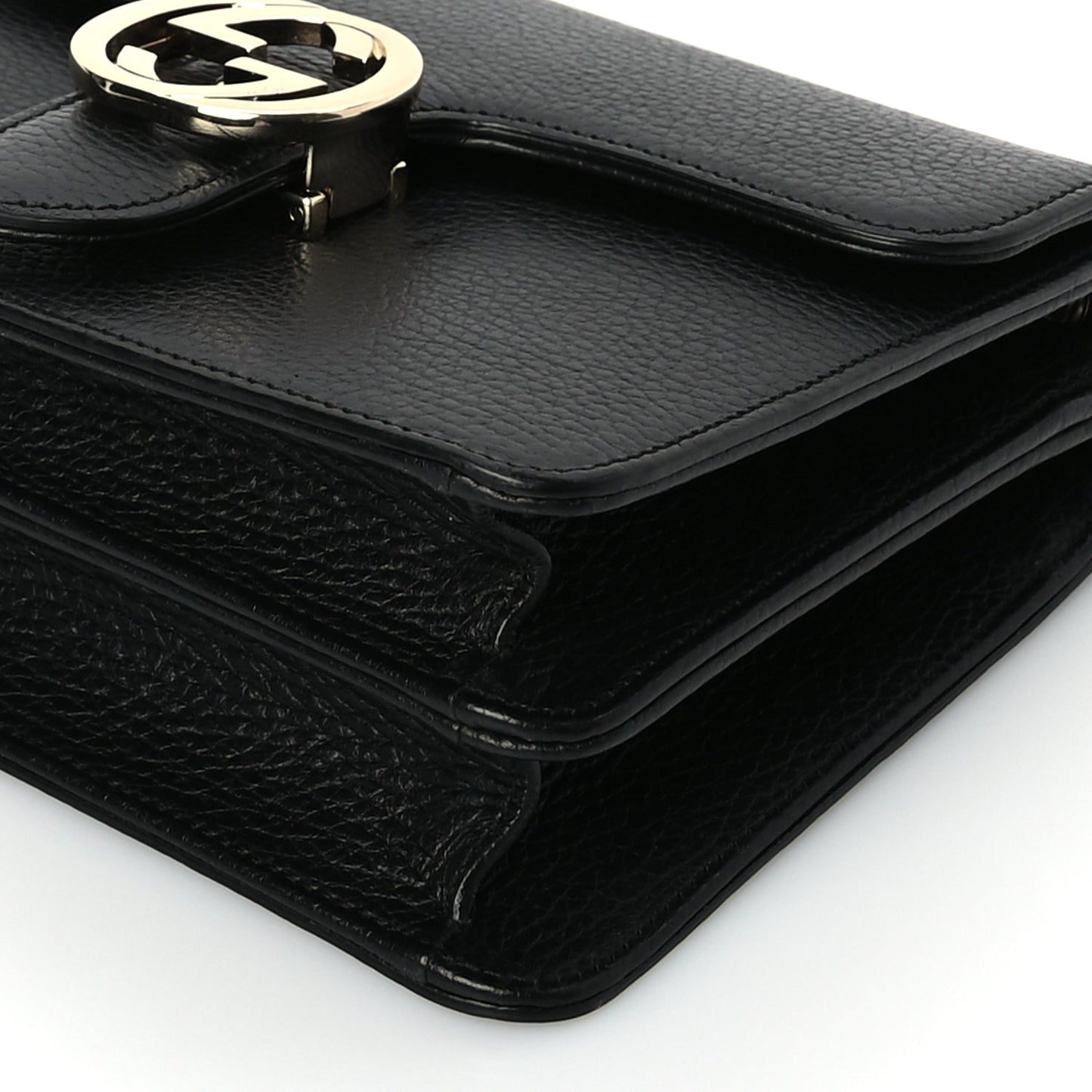 Gucci Dollar Calfskin Small Interlocking G Shoulder Bag Black