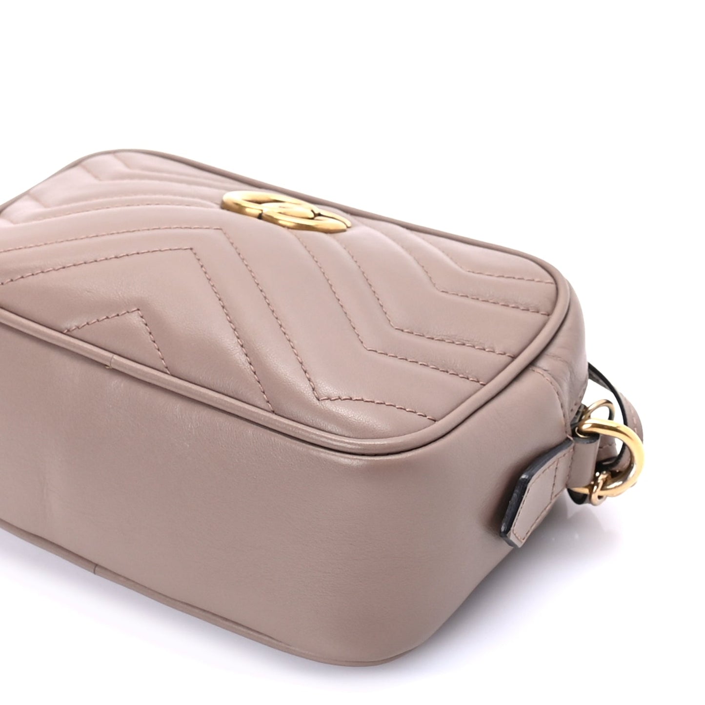 Gucci Calfskin Matelasse Mini GG Marmont Chain Shoulder Bag Porcelain Rose