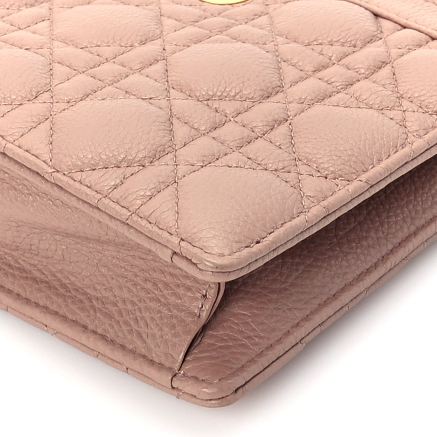 Christian Dior Calfskin Cannage Caro Zipped Pouch With Chain Fard