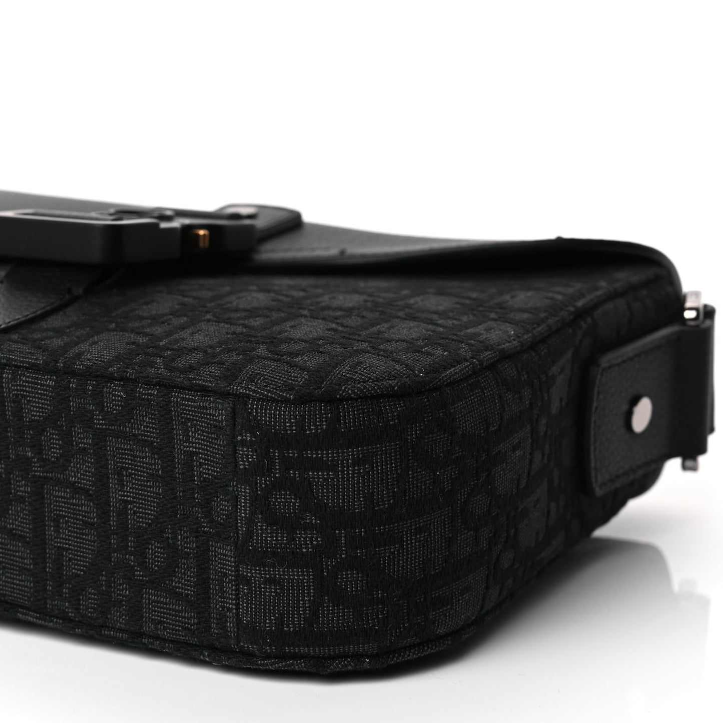 Christian Dior Oblique Jacquard Grained Calfskin Small Saddle Messenger Bag Black Oblique Monogram