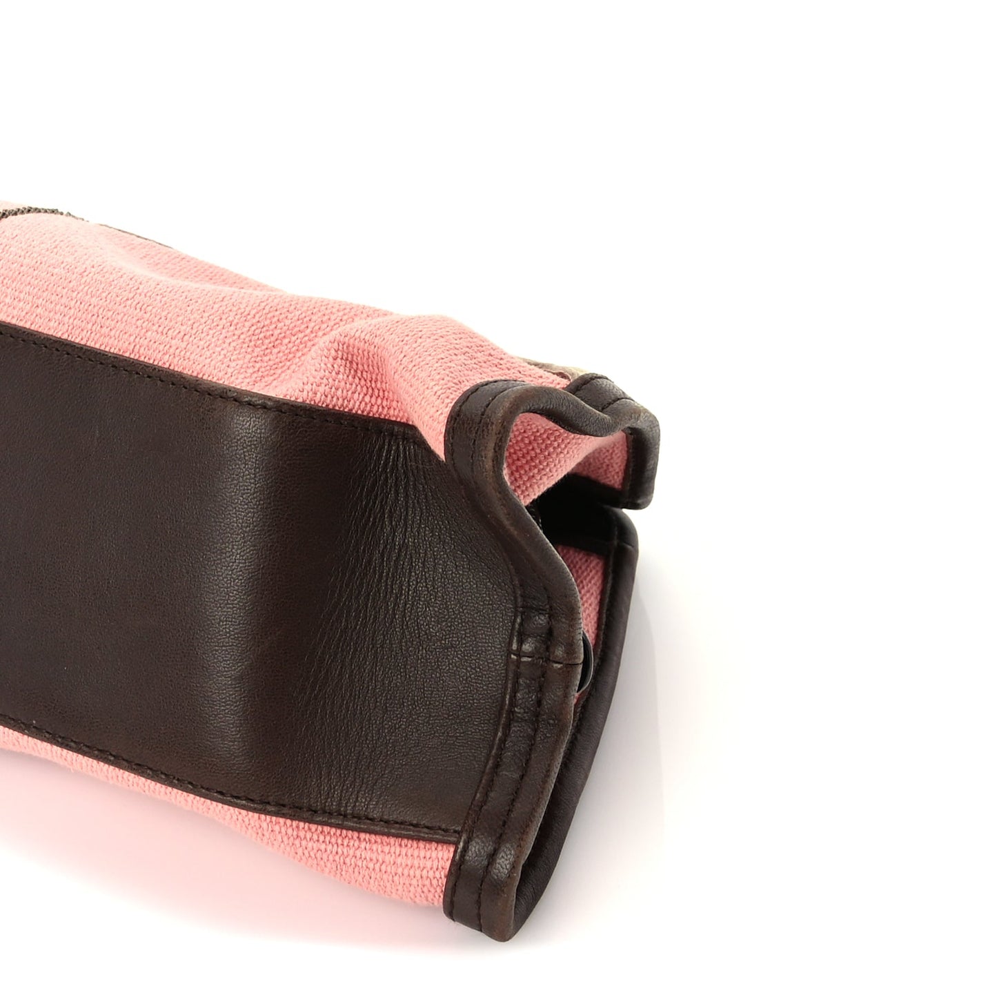 Bottega Veneta Canvas Calfskin Trimmed Shoulder Bag Pink Brown