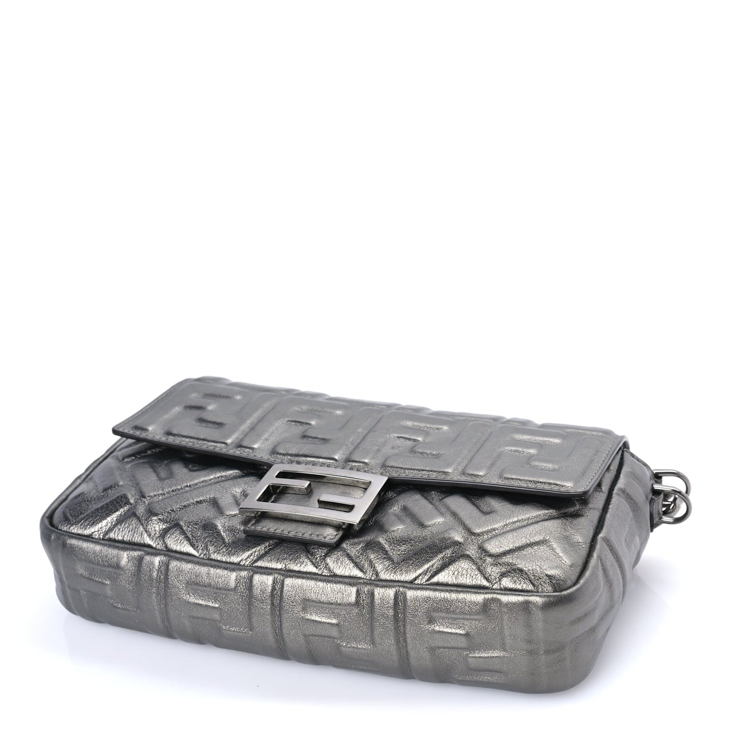Fendi FENDI Nappa FF 1974 Embossed Baguette Black Black