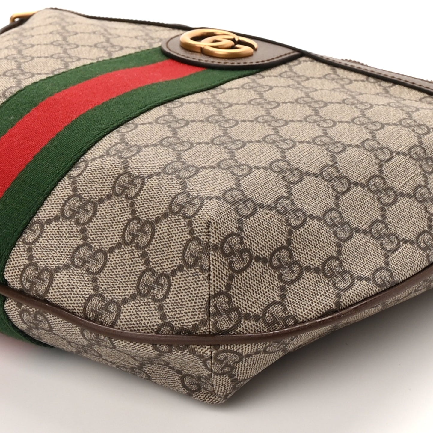 Gucci GG Supreme Monogram Web Small Ophidia Half Moon Hobo Brown