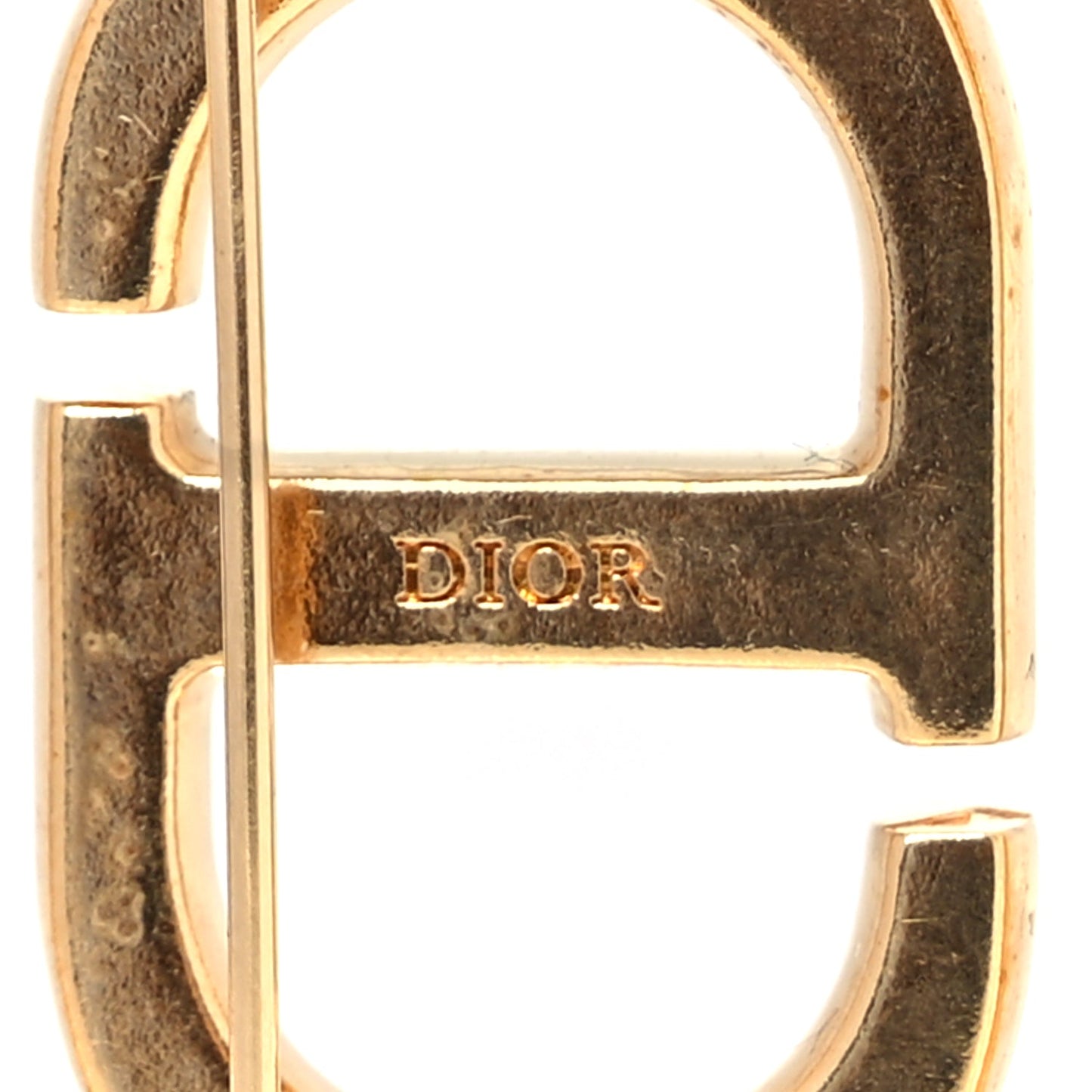 Christian Dior Metal Pearl 30 Montaigne Brooch Gold White