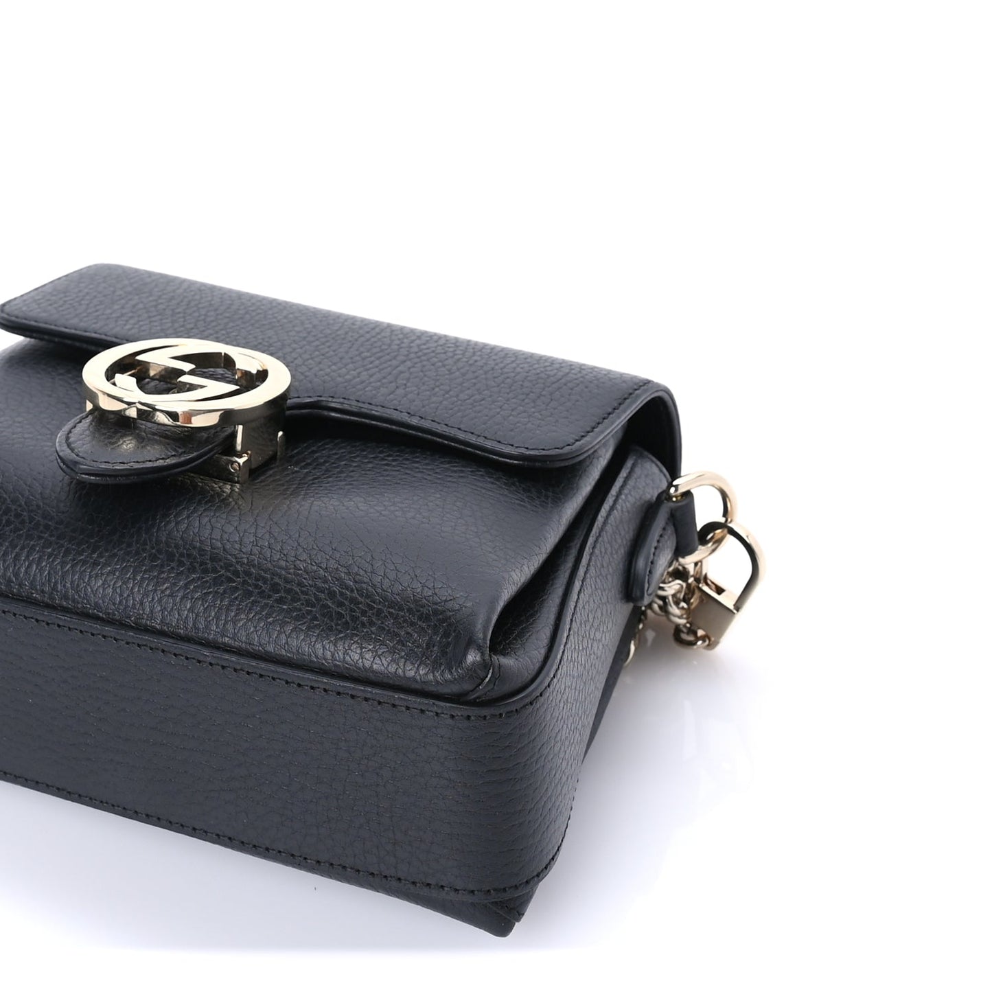 Gucci Dollar Calfskin Interlocking G Crossbody Bag Black