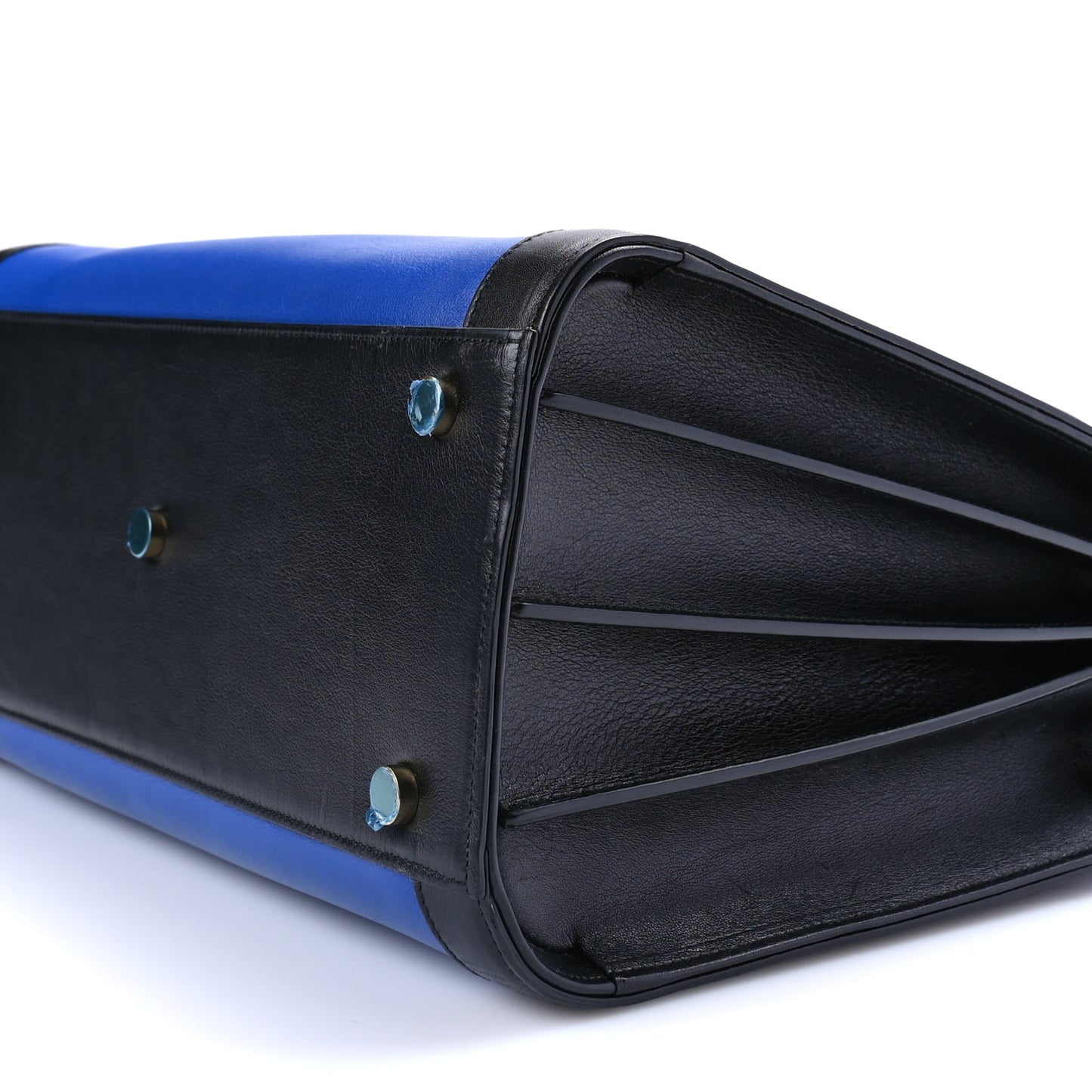 Saint Laurent Calfskin Bi-Color Small Sac De Jour Royal Blue Black