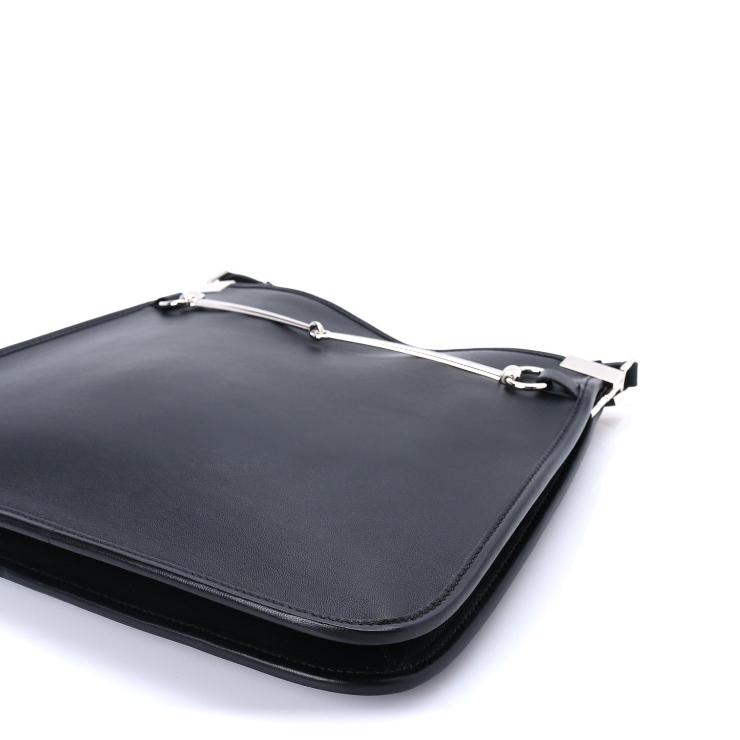 Gucci Calfskin Horsebit Slim Shoulder Bag Black