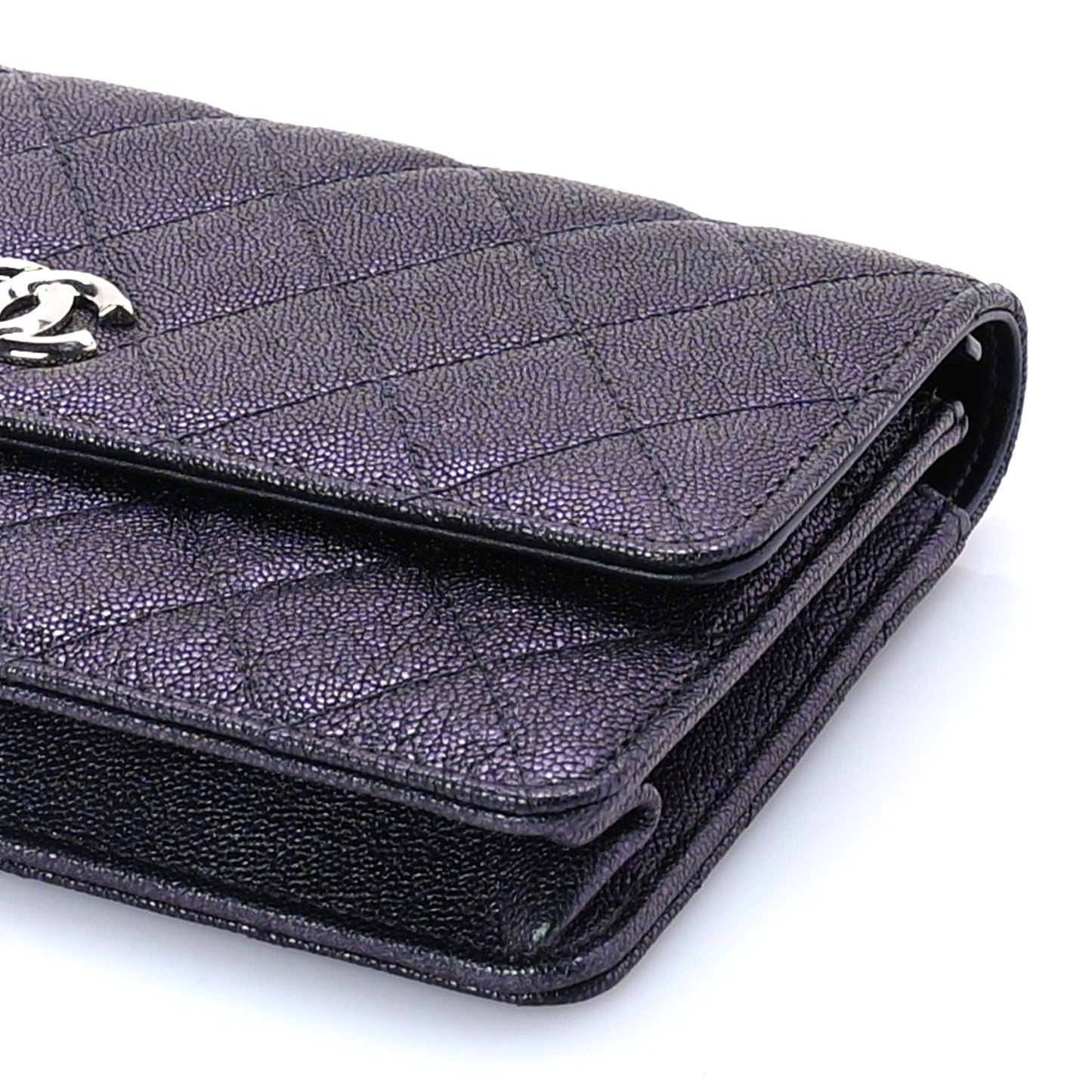 Chanel Iridescent Caviar Quilted Classic Pouch Clutch Black