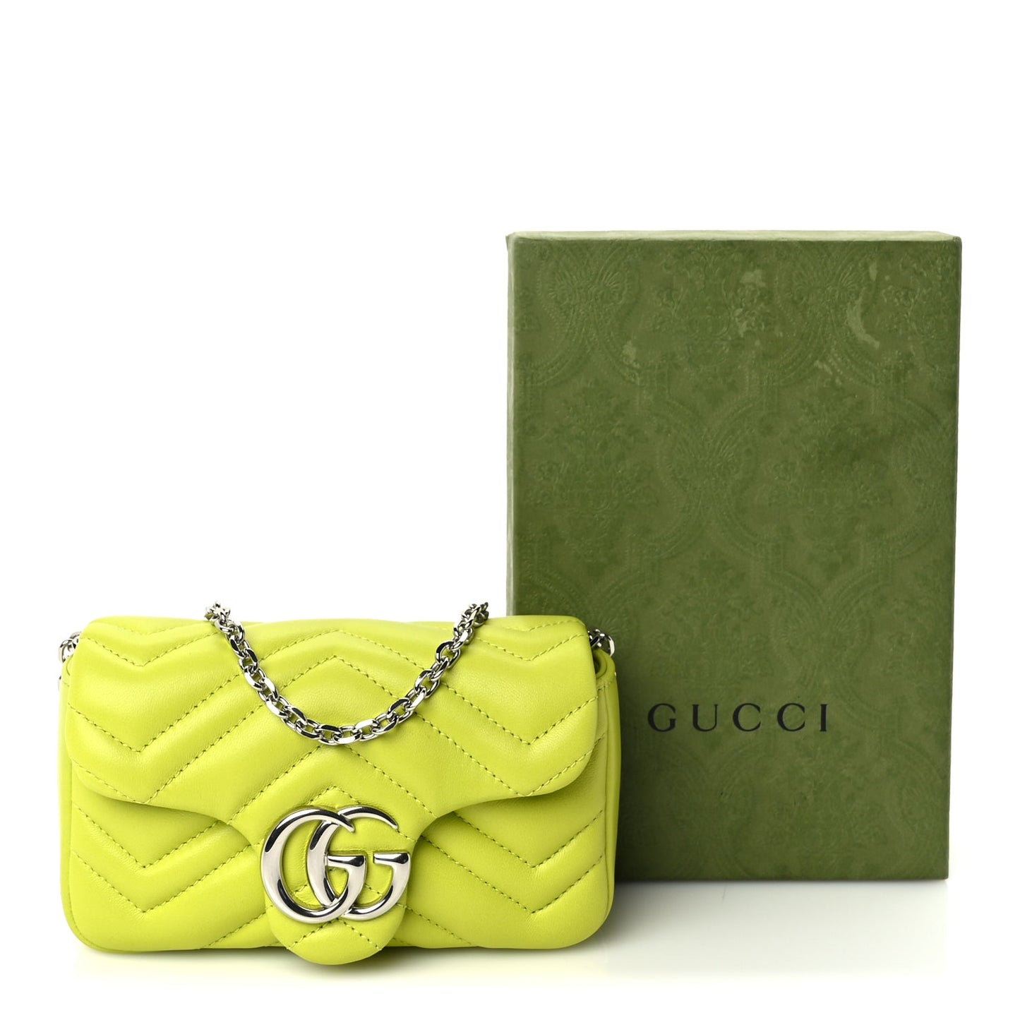 Gucci Lambskin Matelasse Mini GG Marmont Shoulder Bag Firefly