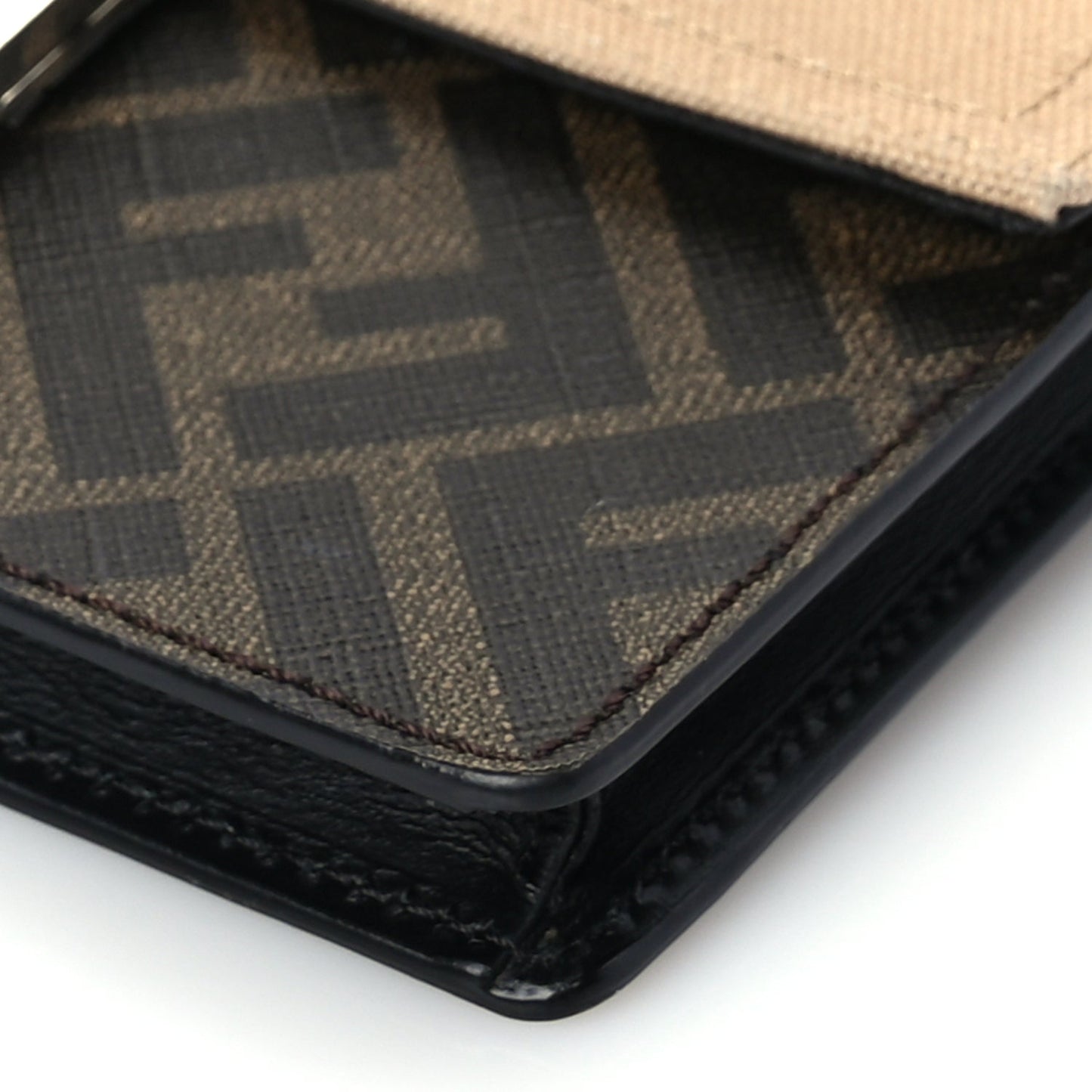 Fendi Glazed Fabric Cotton Vitello King Aura FF 1974 Baguette Belt Pouch Tobacco Moro Sand Black