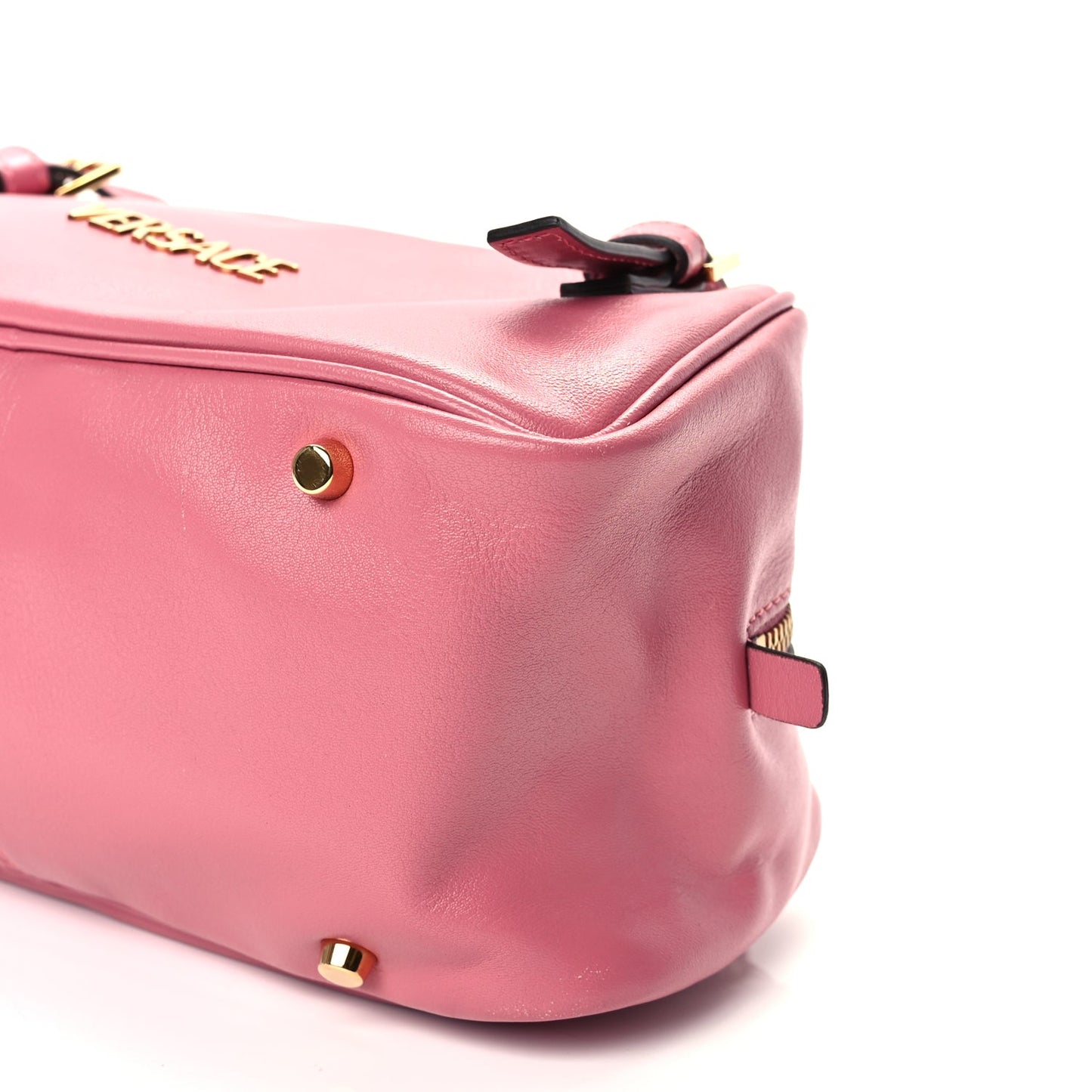 Versace Lambskin Tag Bowling Bag Light Pink