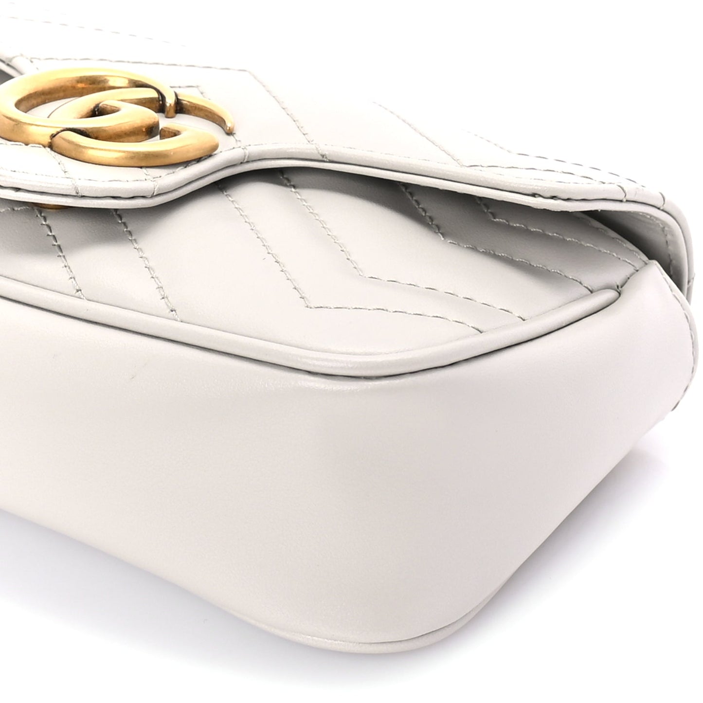 Gucci Calfskin Matelasse Super Mini GG Marmont Shoulder Bag Grey