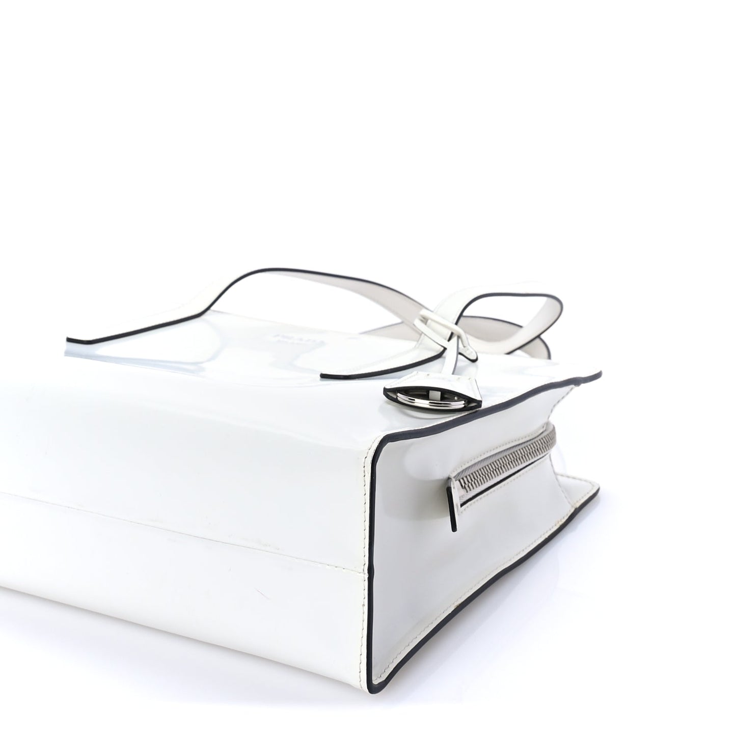 Prada Spazzolato Medium Re-Edition 1995 Double Handle Handbag White