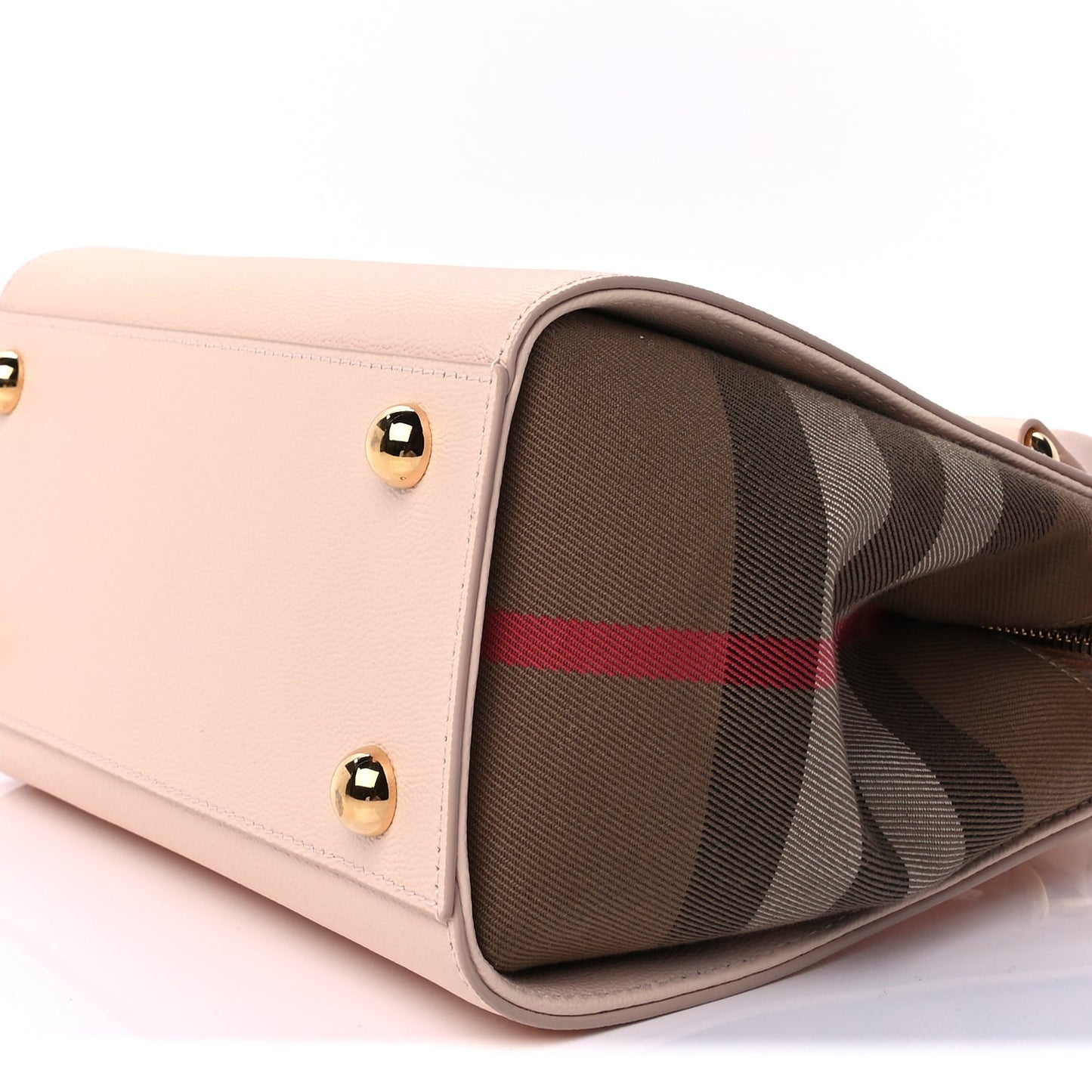 Burberry Calfskin Mega Check Mini Banwell Tote Pale Cameo