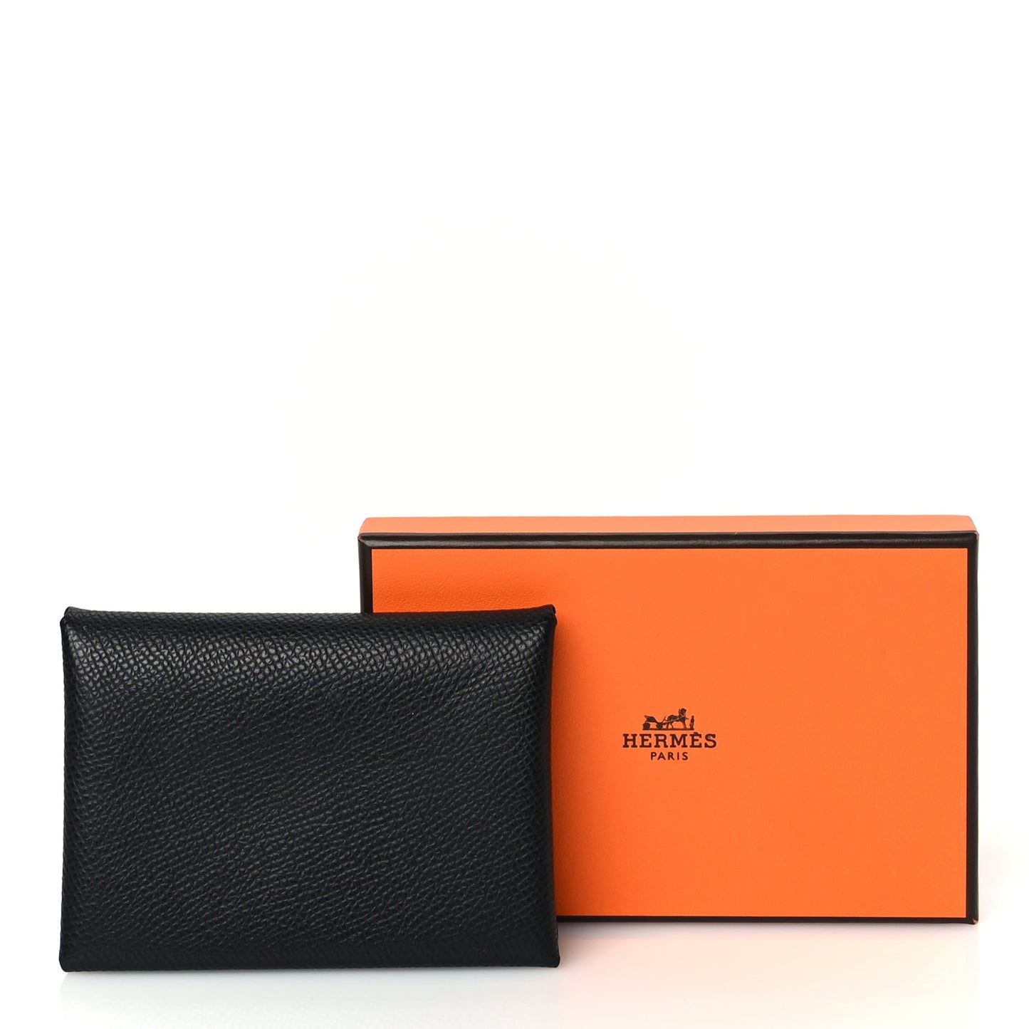 Hermes Epsom Calvi Duo Card Case Black