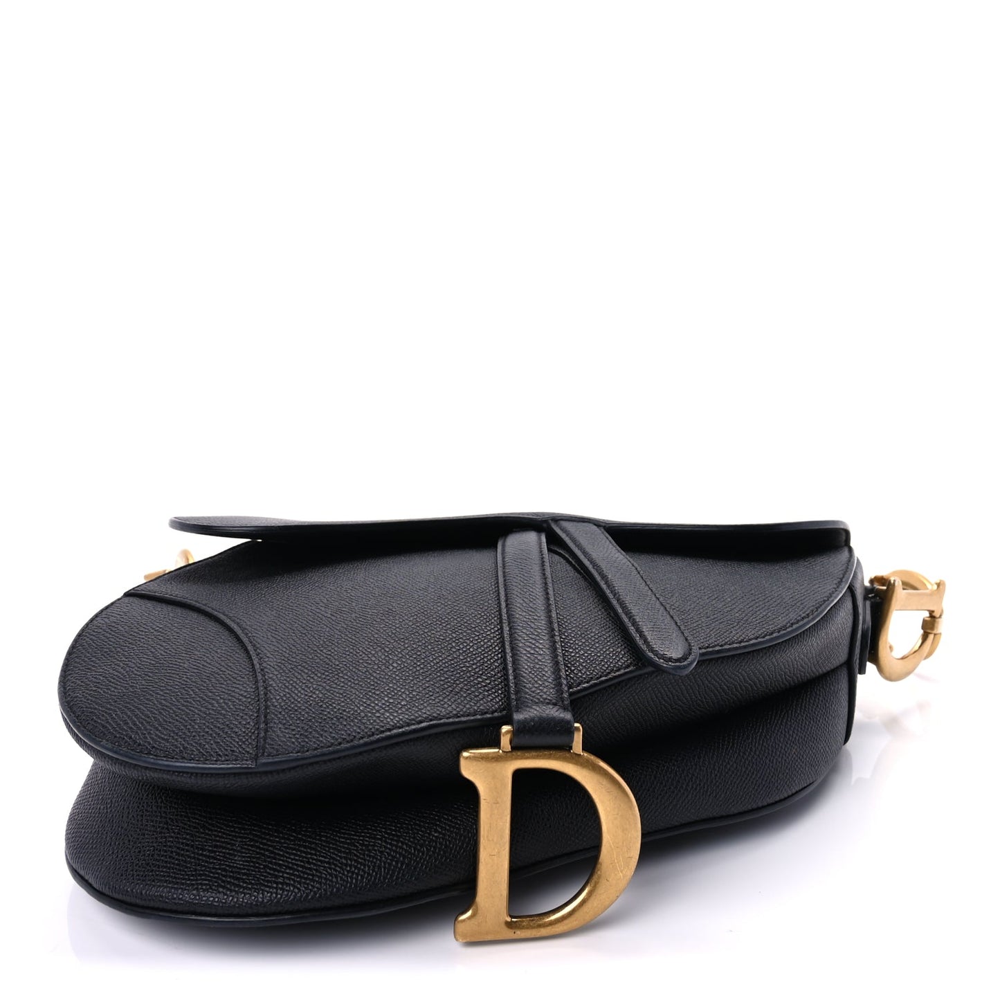Christian Dior Grained Calfskin Saddle Bag Black
