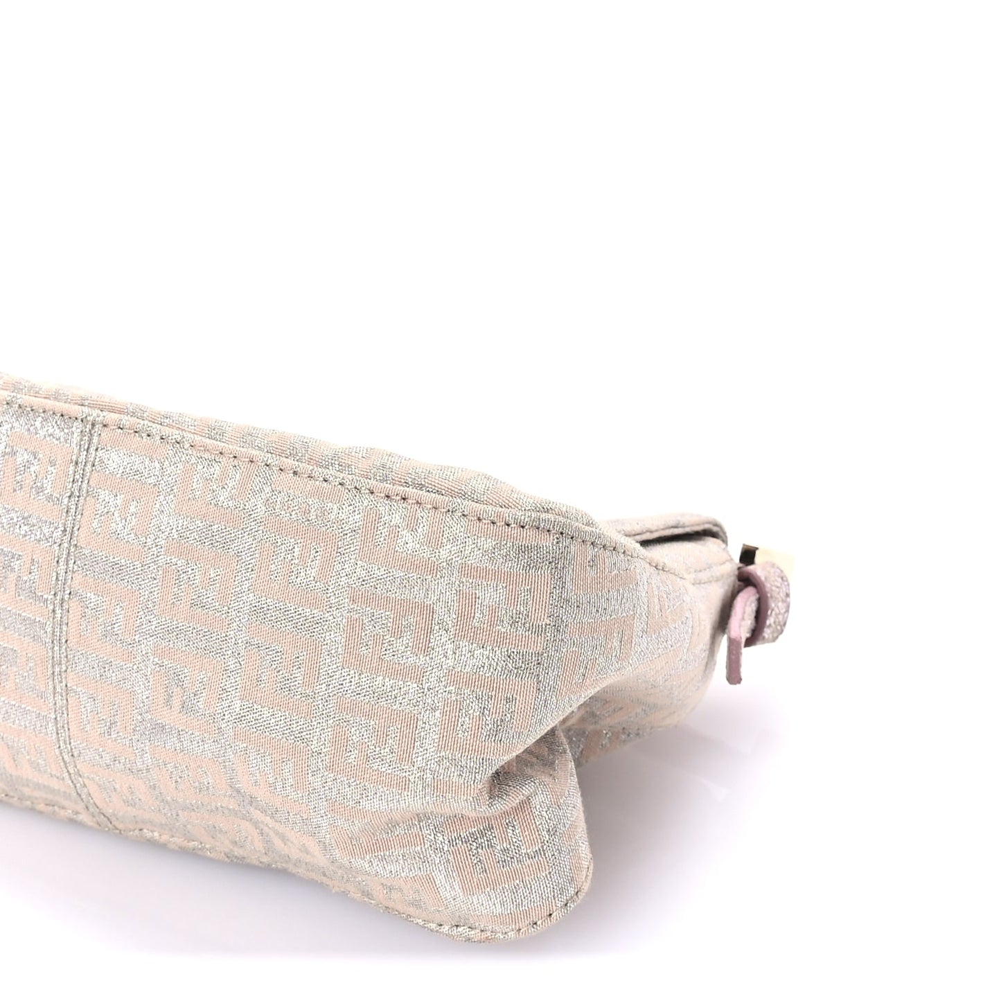 Fendi Metallic Jacquard Zucchino Suede Mini Mama Baguette Cipria Argento Grigio