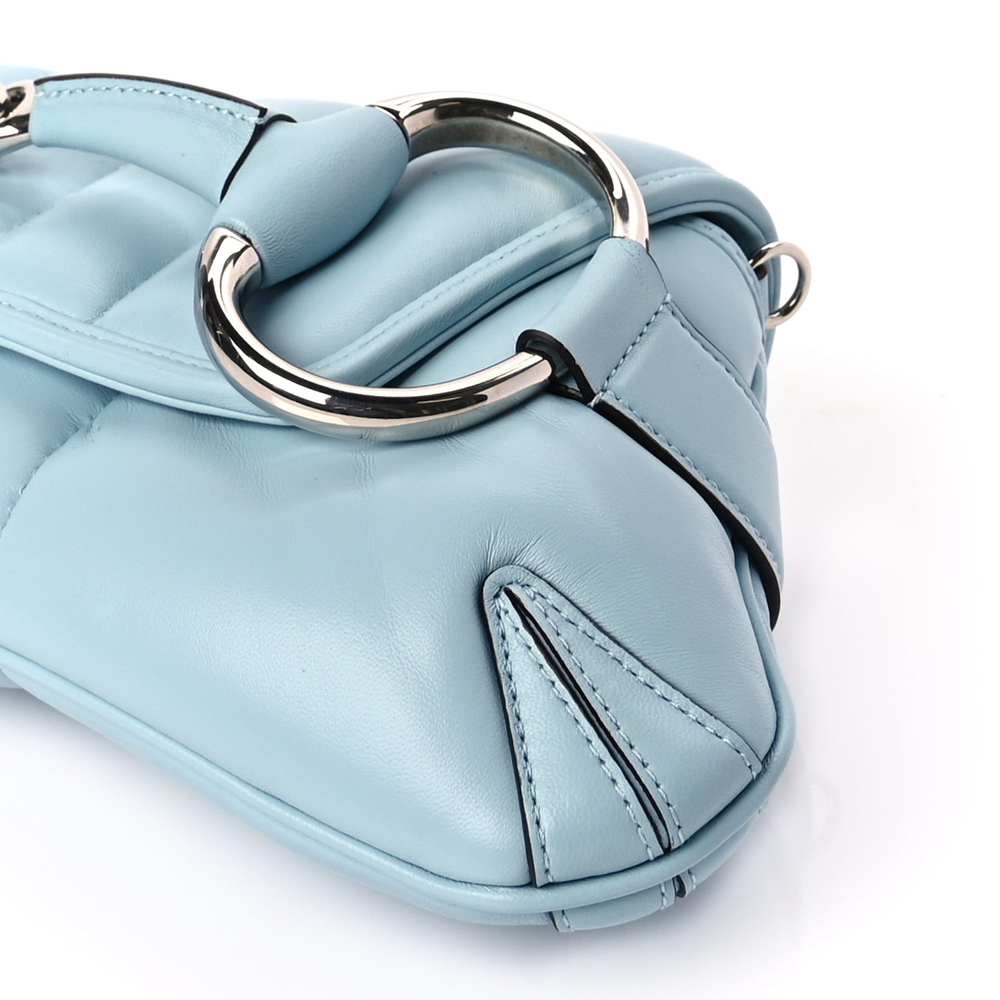Gucci Nappa Vertical Matelasse Medium Maxi Horsebit Chain Shoulder Bag Crystal Snow