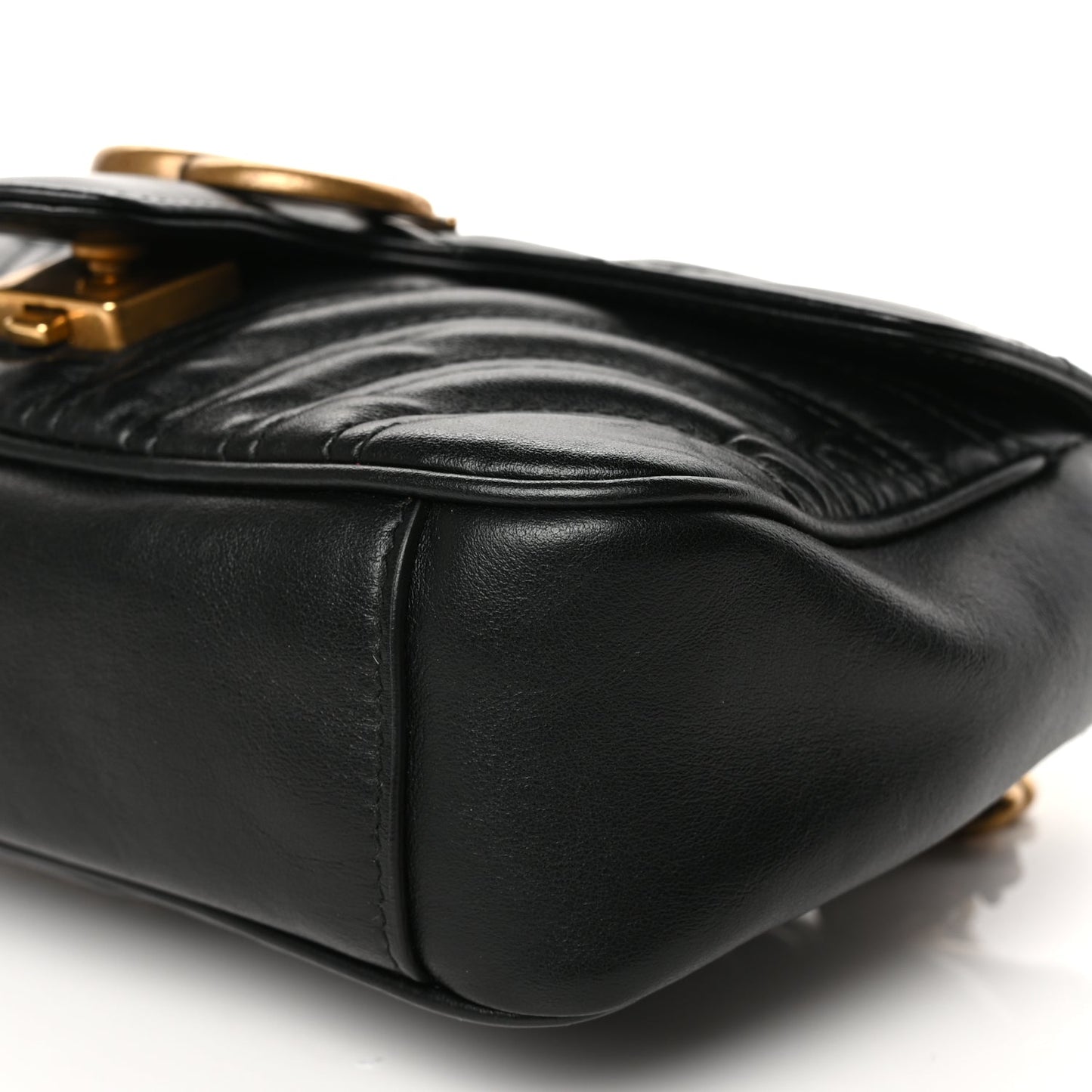 Gucci Calfskin Matelasse Mini GG Marmont Shoulder Bag Black