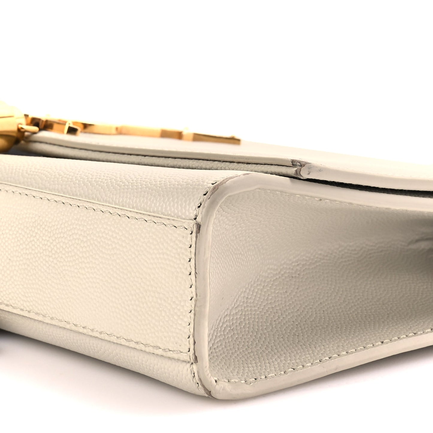 Saint Laurent Grain De Poudre Calfskin Medium Classic Monogram Kate Tassel Satchel Crema Soft