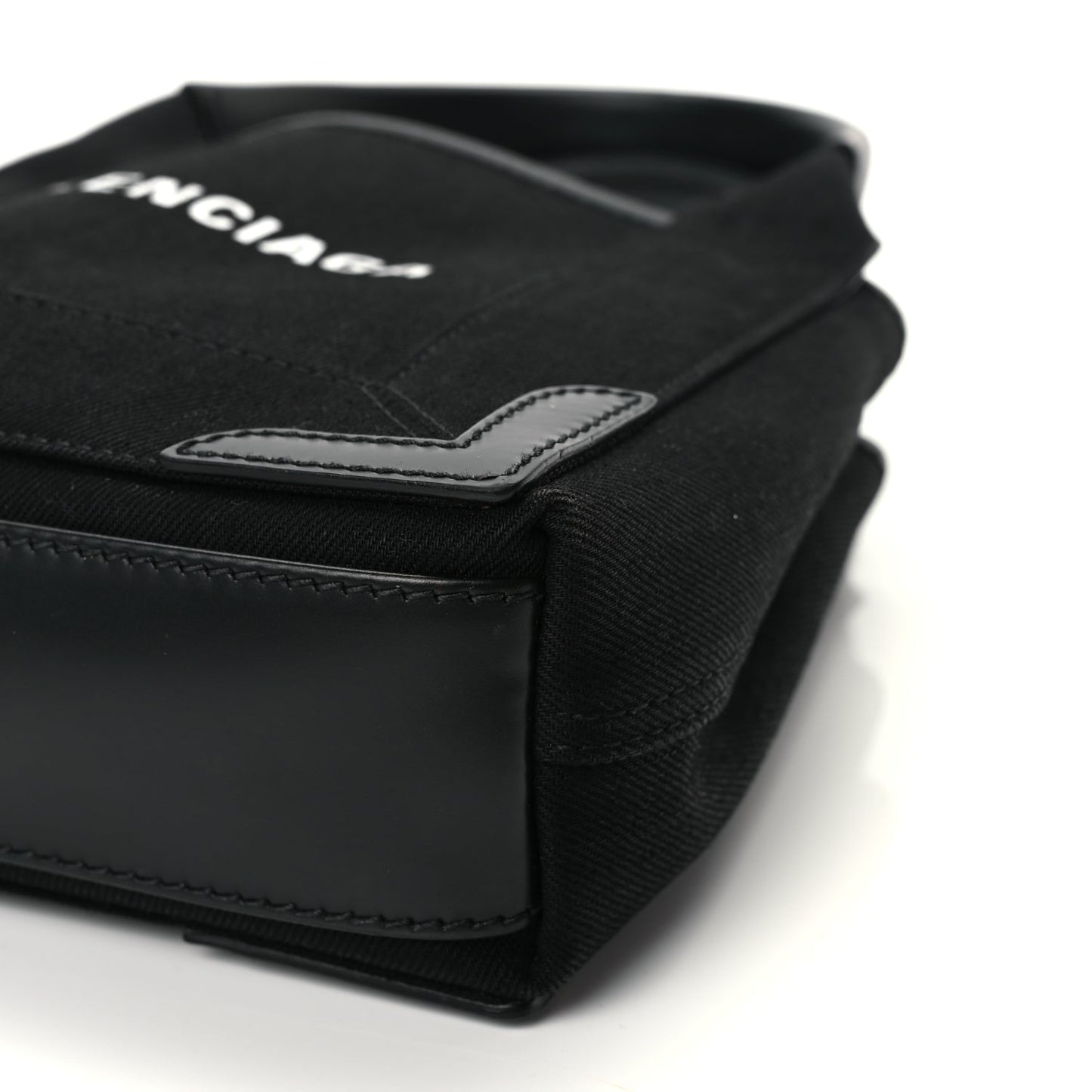 Balenciaga Cotton Canvas Calfskin Navy Cabas XS Black