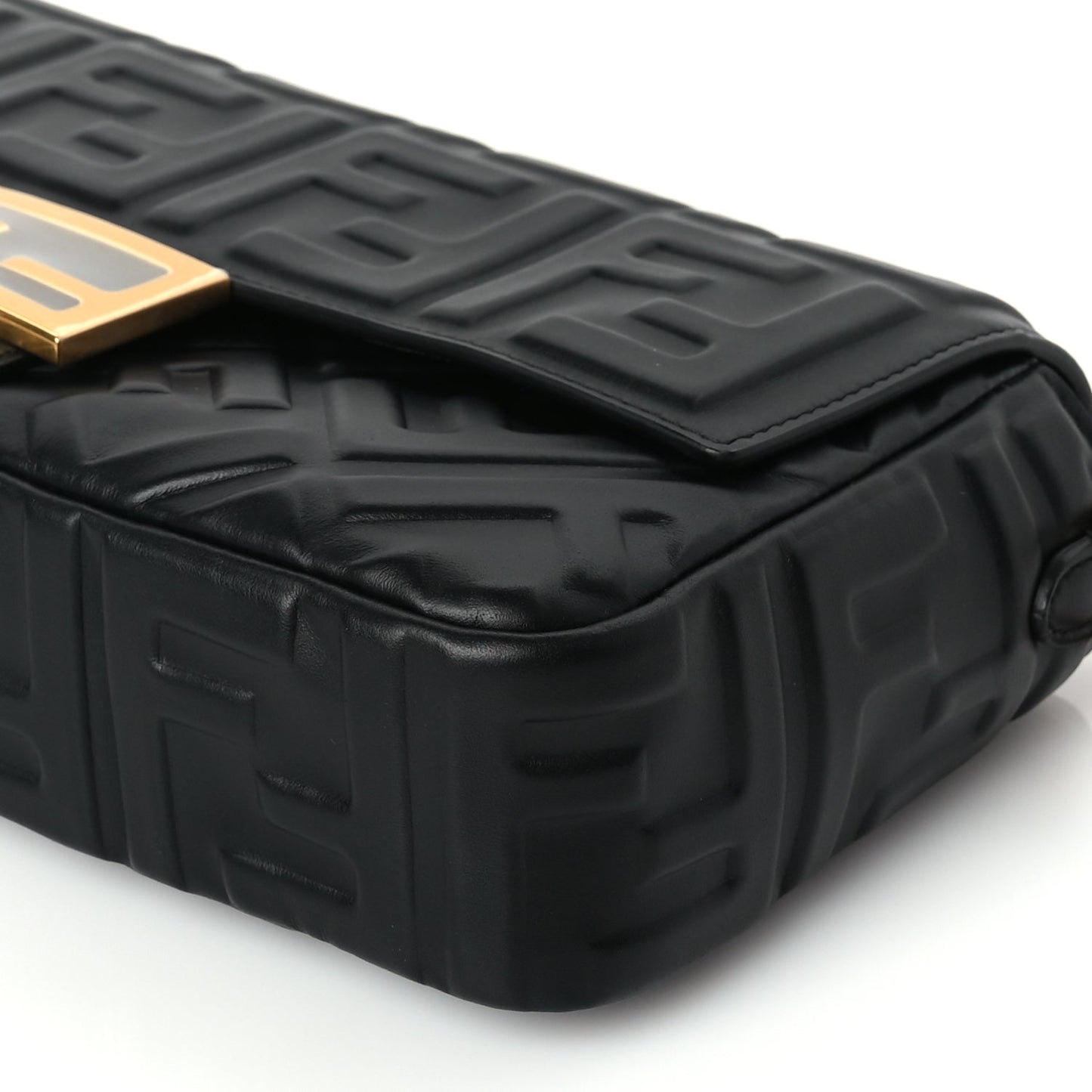 Fendi Nappa FF 1974 Embossed Baguette Black