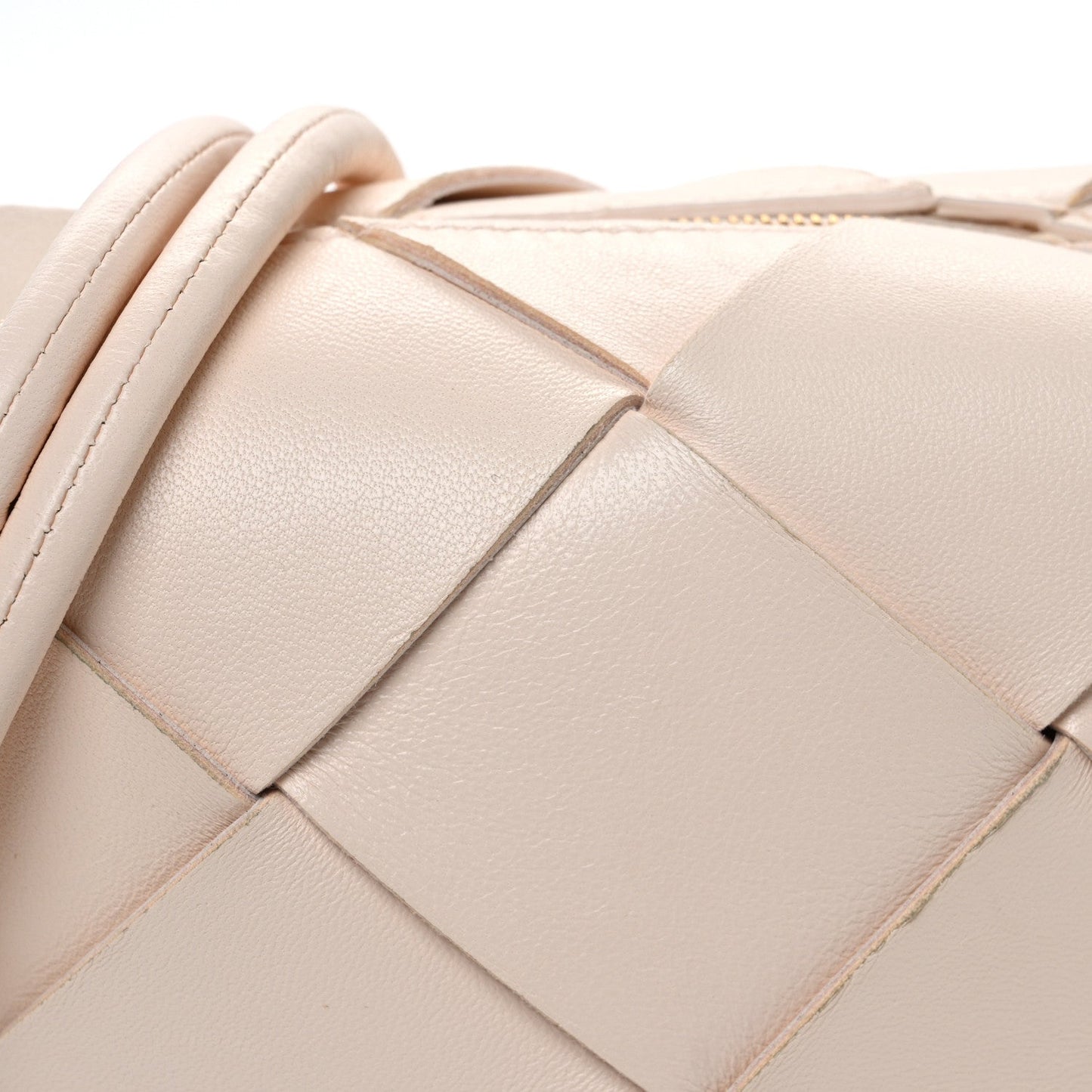 Bottega Veneta Lambskin Maxi Intrecciato Mini Cassette Camera Bag Macaroon