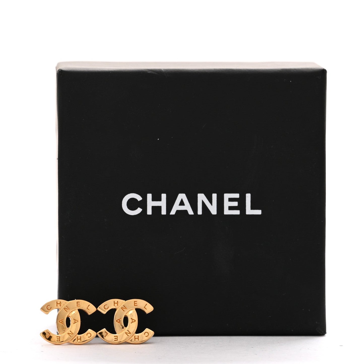 Chanel Metal CC Paris Button Stud Earrings Gold