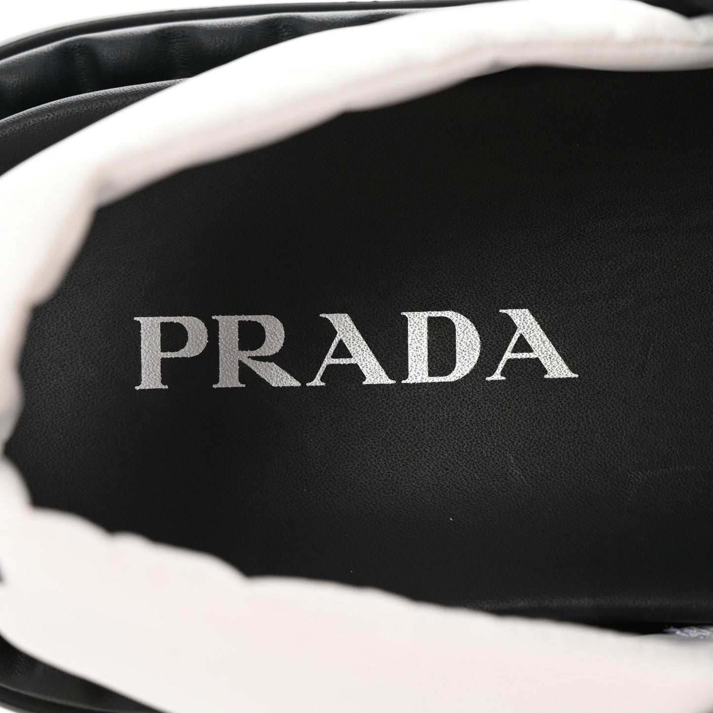 Prada Nylon Triangle Logo Padded Slingback Sandals 38 White