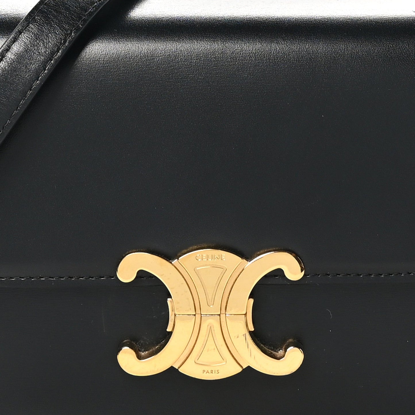 Celine Shiny Calfskin Teen Triomphe Black