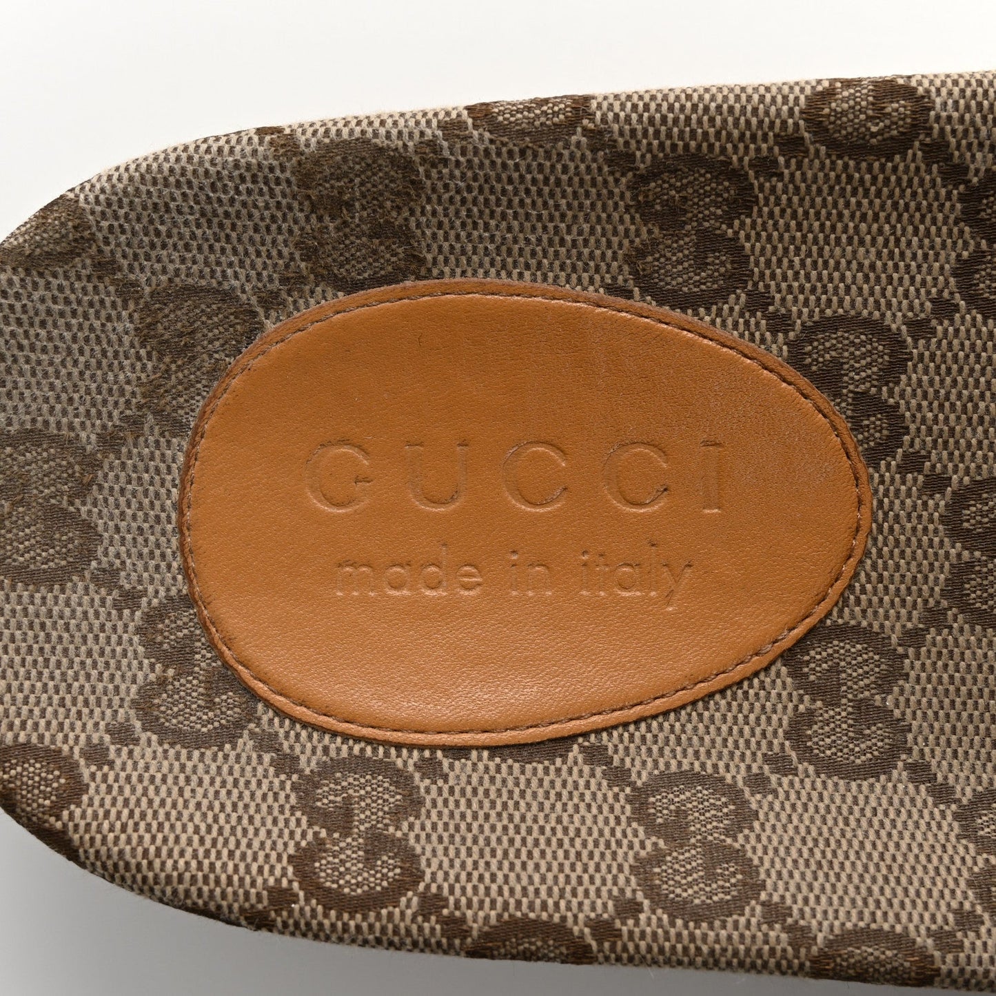 Gucci Canvas GG Monogram Mens Slide Sandals 10 Beige