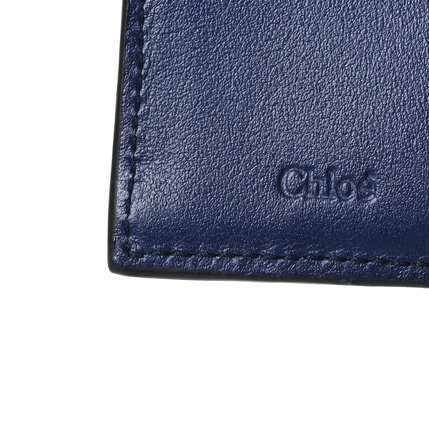 Chloe Lizard Crocodile Embossed Shiny Calfskin Small C Tri-Fold Wallet Chestnut Brown Blue Chestnut Brown Blue