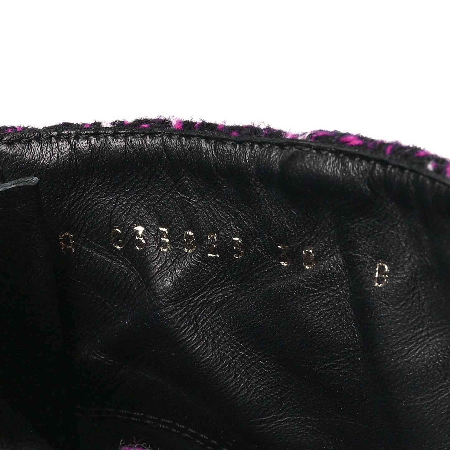 Chanel Tweed Pearl Combat Short Boots 38 Purple Black