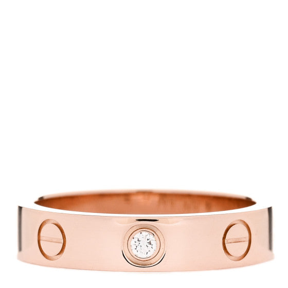Cartier 18K Pink Gold Diamond 4mm LOVE Wedding Band Ring 49 4.75 (initials inside)