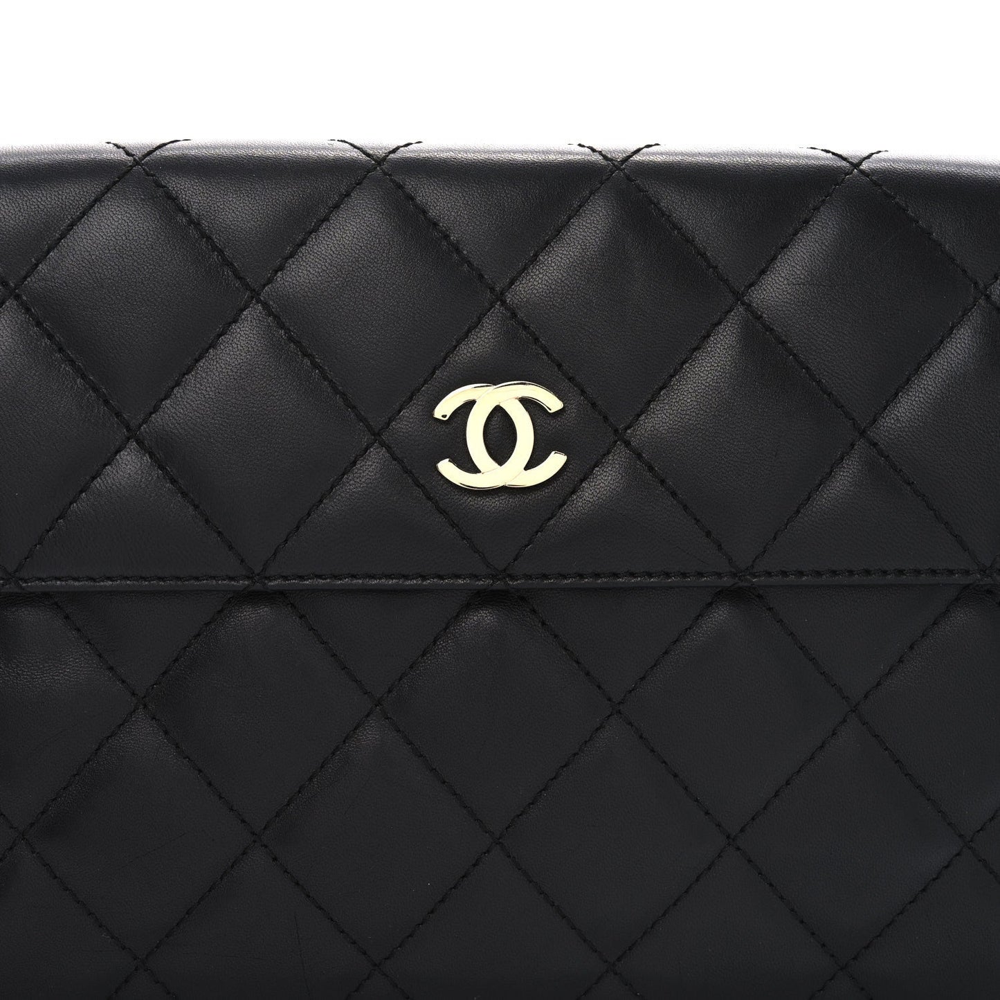 Chanel Lambskin Quilted Clutch Black