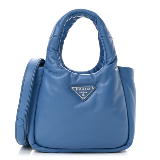 Prada Nappa Soft Padded Small Double Handled Shoulder Bag Celeste