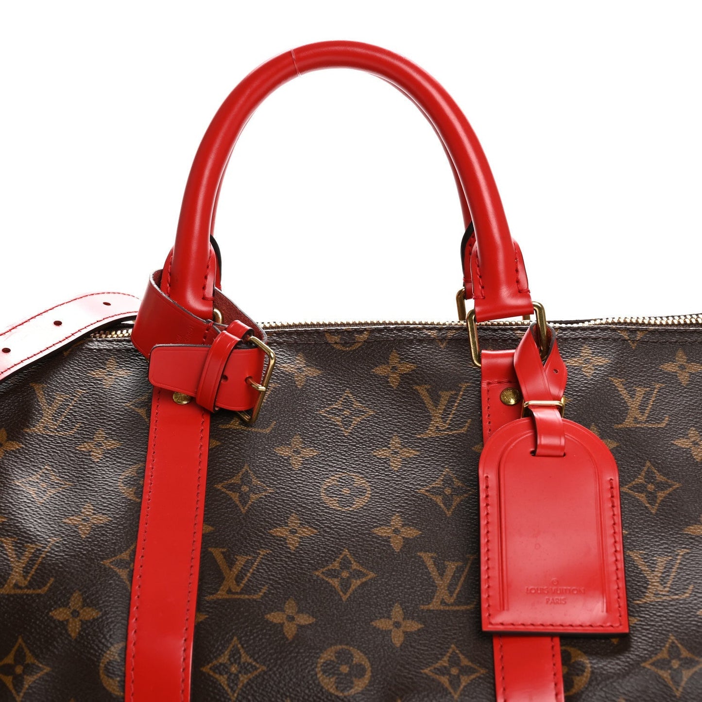 Louis Vuitton Calfskin Monogram Keepall Bandouliere 50 Coquelicot