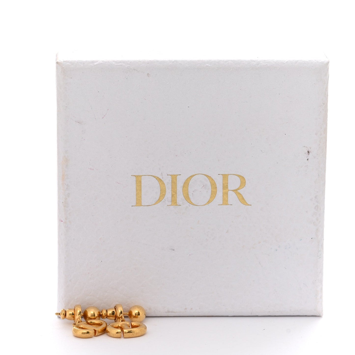 Christian Dior Metal Petit CD Drop Earrings Gold