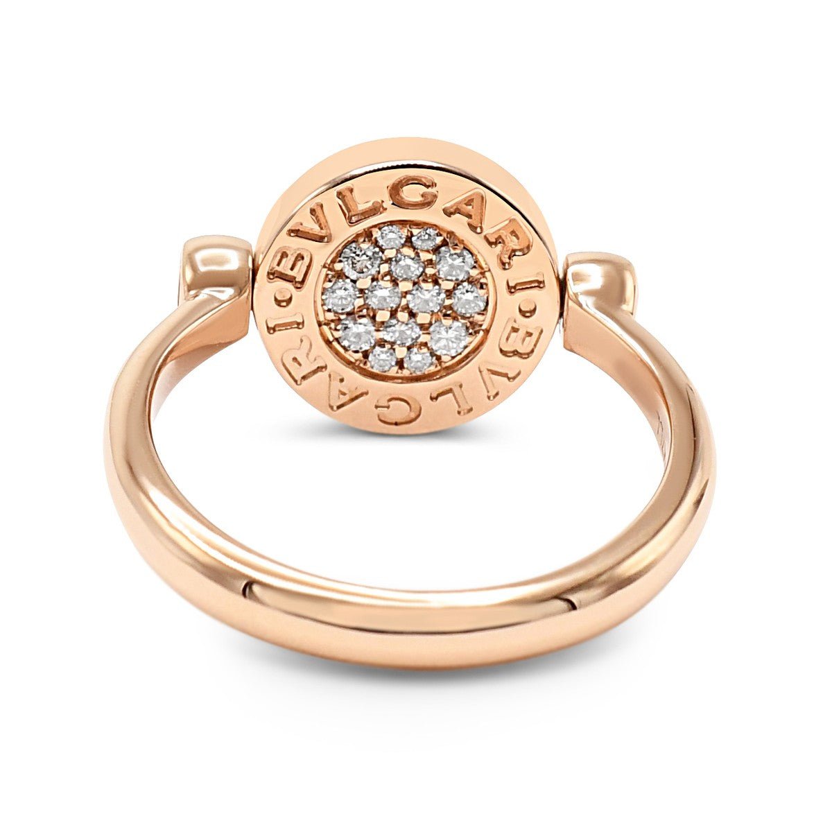 Bvlgari Bvlgari Jade & Pave Diamond Flip Ring - Rose