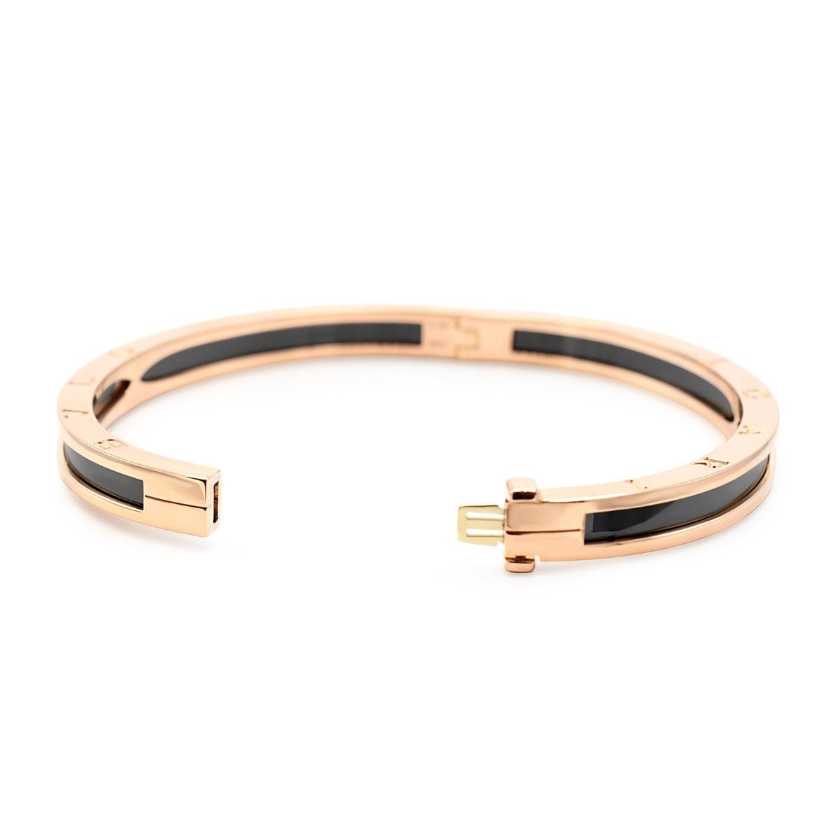 B.Zero1 Classic Bangle With Black Ceramic In Rose, Size Medium